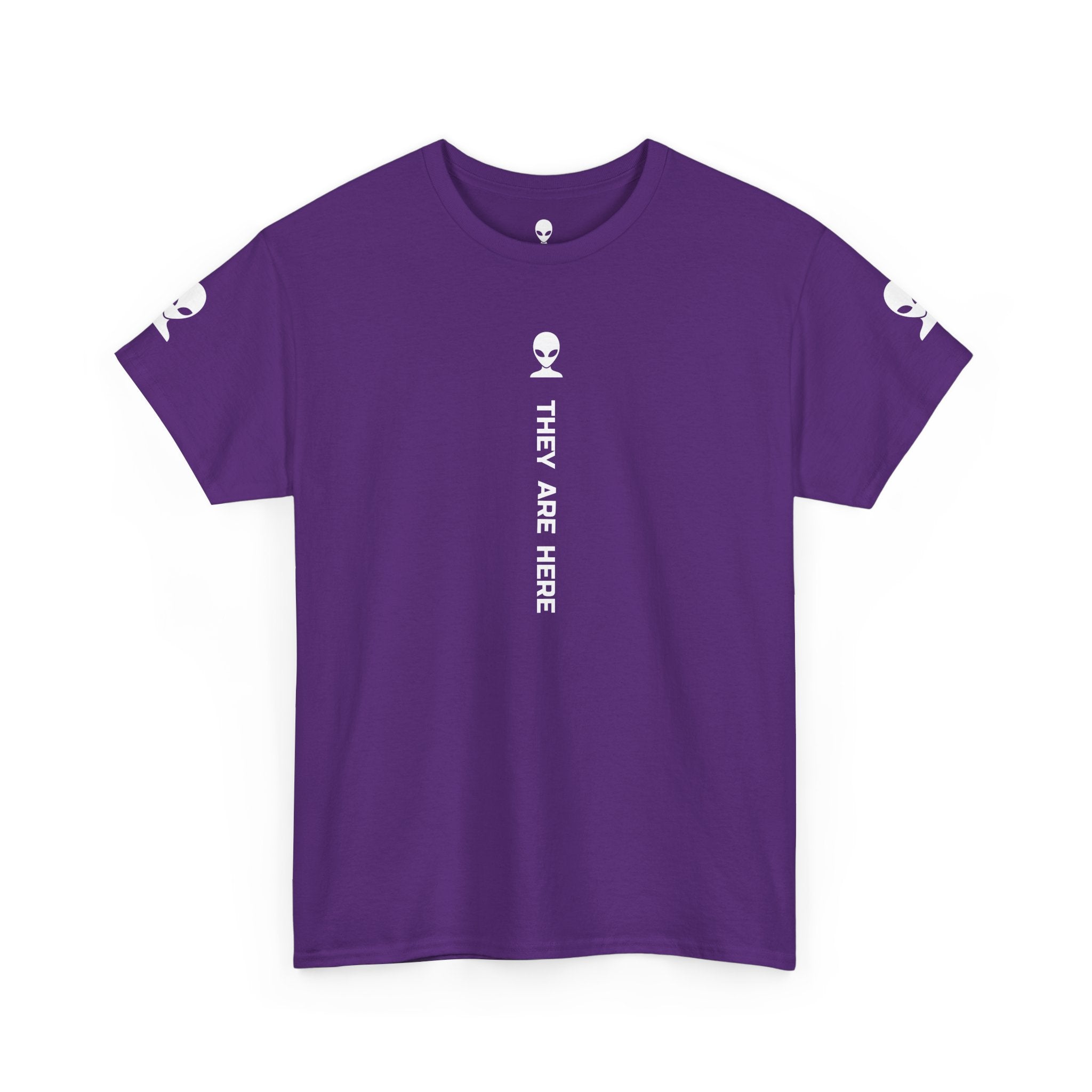 Alien Tee — Minimal "They Are Here" Vertical Graphic T-Shirt dark