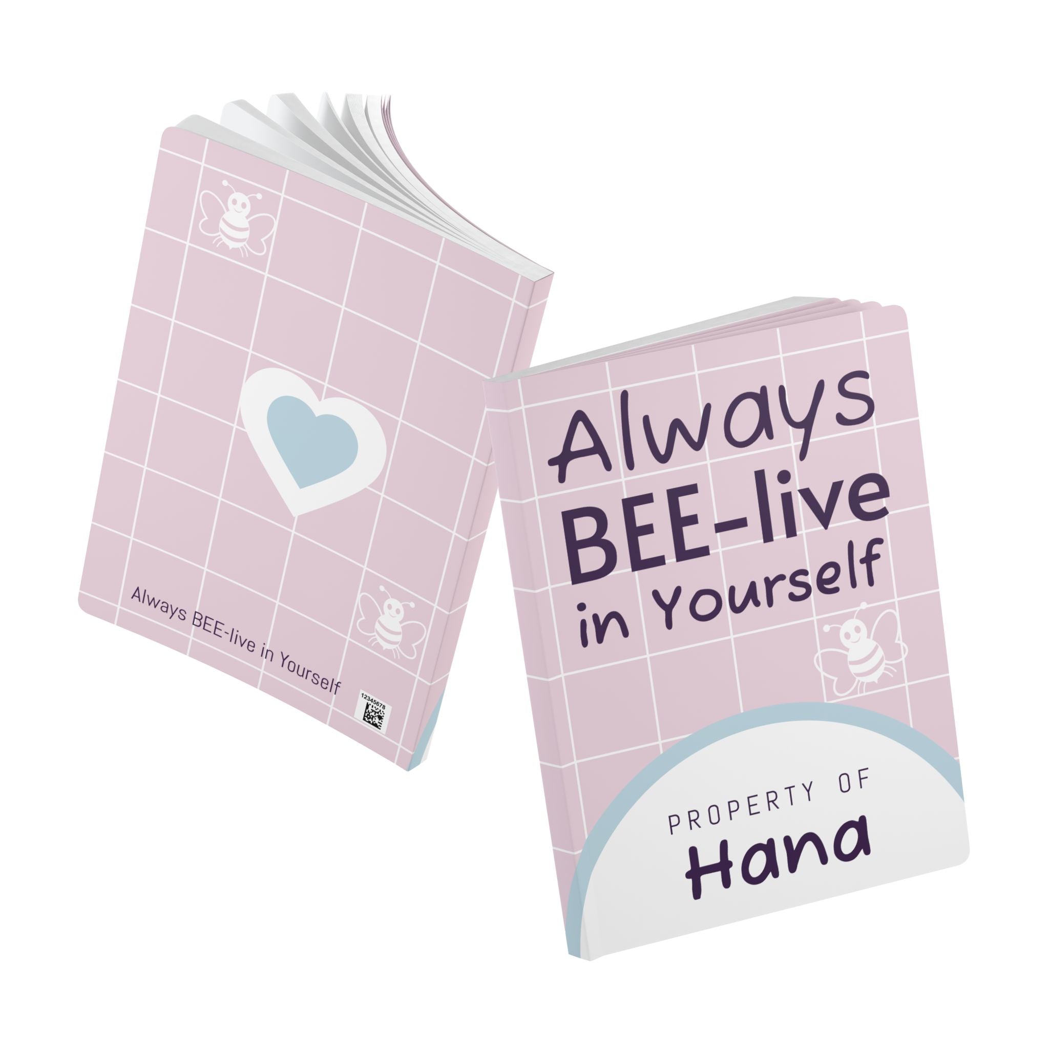 Personalized "Property of [Name]" Bee-lieve In Yourself Softcover Journal — Inspirational Notebook