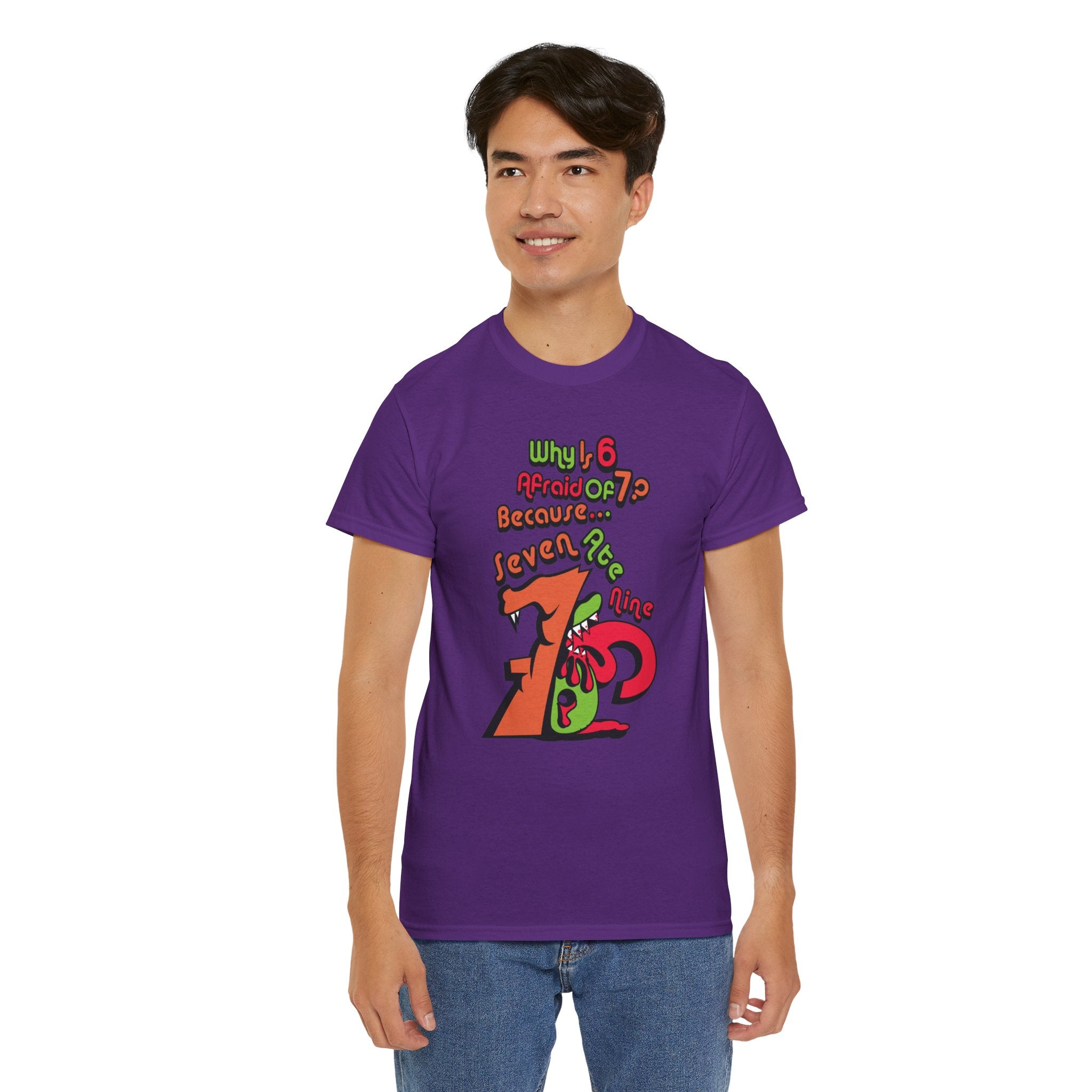 Why is 6 Afraid of 7? "Because 7 Ate 9" Funny Numbers Tee