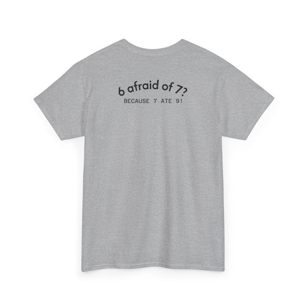 Why is 6 Afraid of 7? "Because 7 Ate 9" Funny Numbers Tee