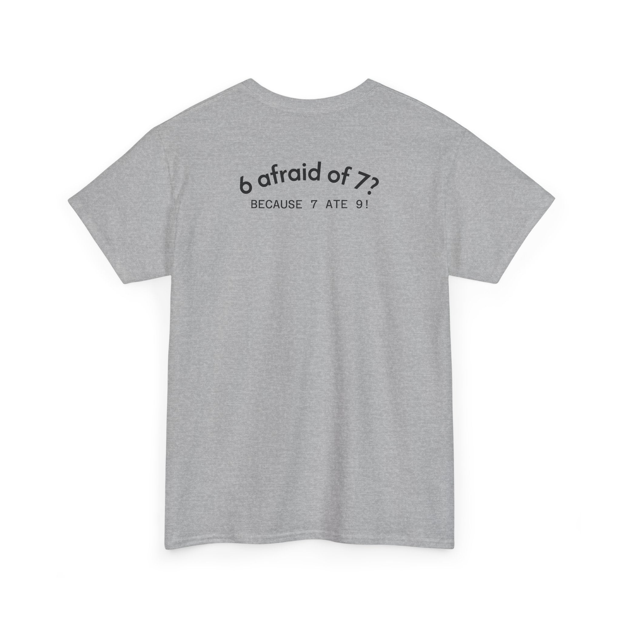 Why is 6 Afraid of 7? "Because 7 Ate 9" Funny Numbers Tee