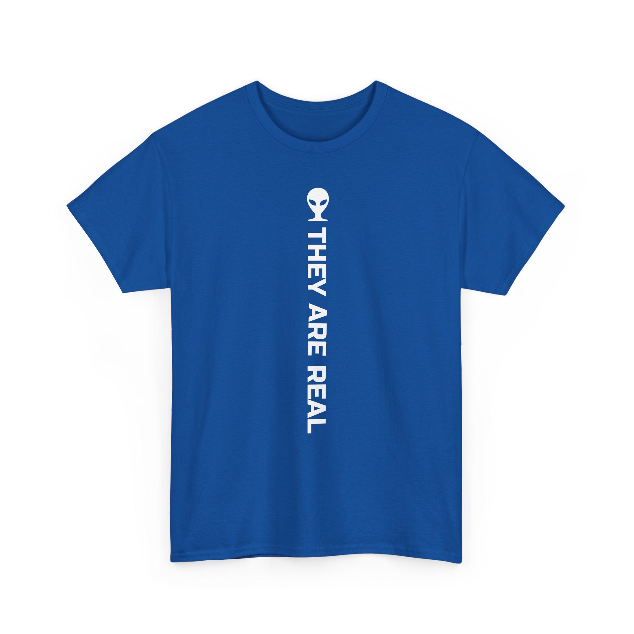 Alien Tee — Minimal "They Are Real" Vertical Graphic T-Shirt dark