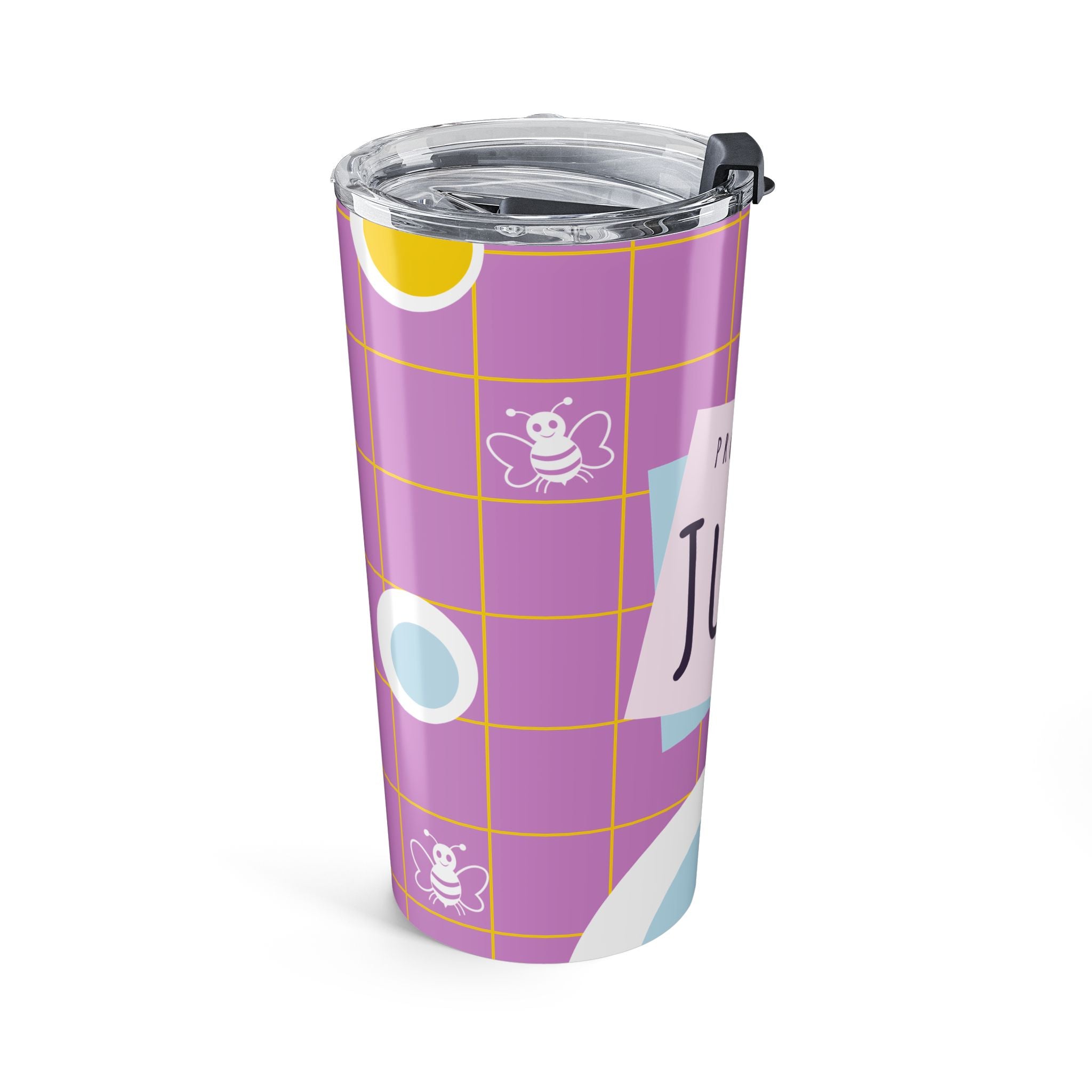 Personalized 'Property of [Name]' 20oz Tumbler — Retro Grid Back-to-School Travel Cup