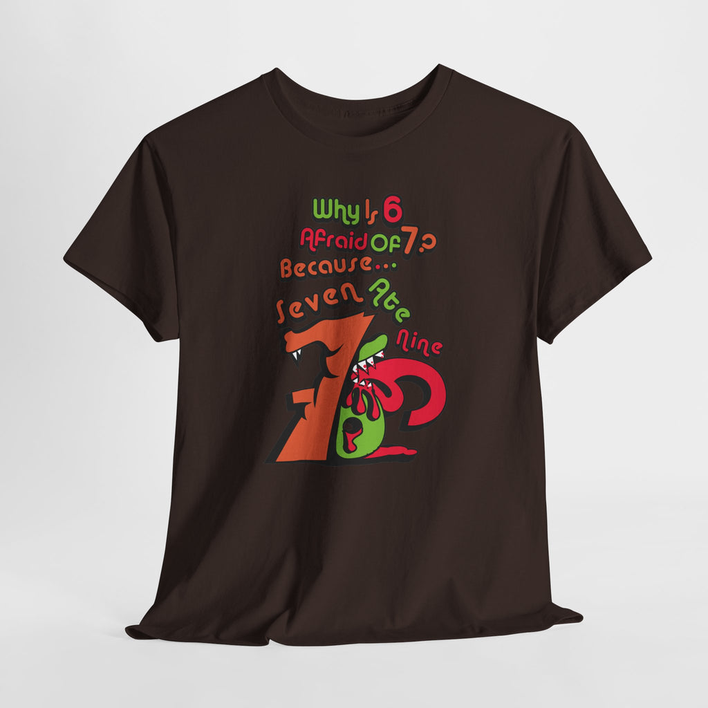 Why is 6 Afraid of 7? "Because 7 Ate 9" Funny Numbers Tee