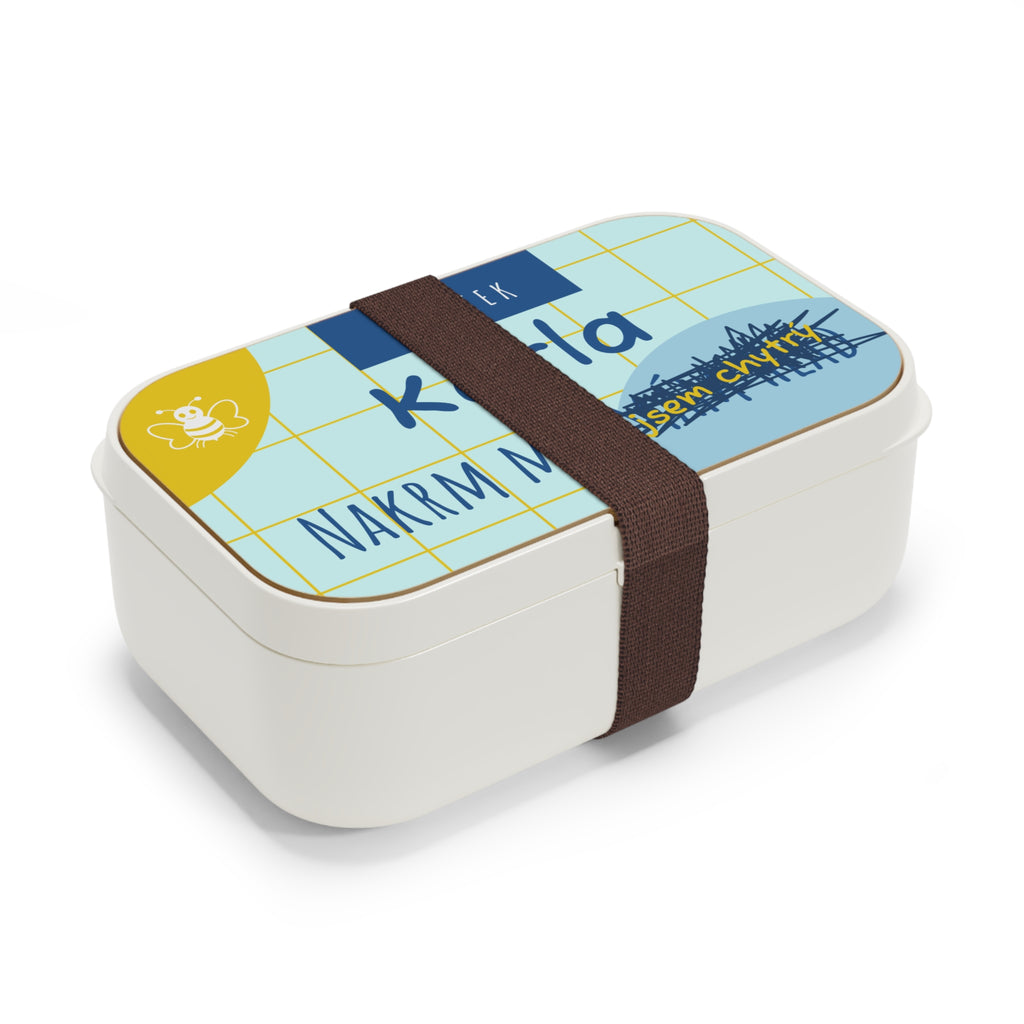 Personalized Bento Lunch Box — "Majetek [Name]" Wooden Design (Czech)