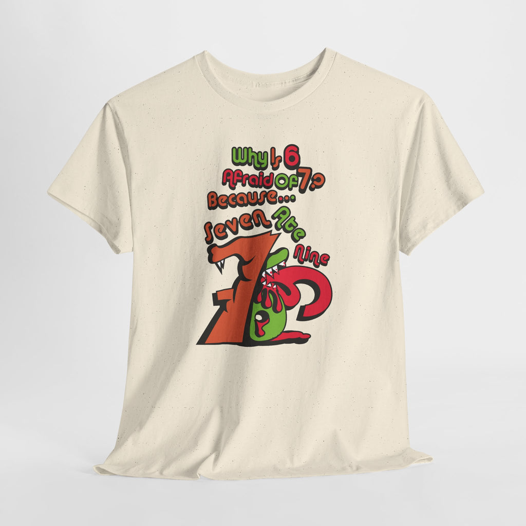 Why is 6 Afraid of 7? "Because 7 Ate 9" Funny Numbers Tee