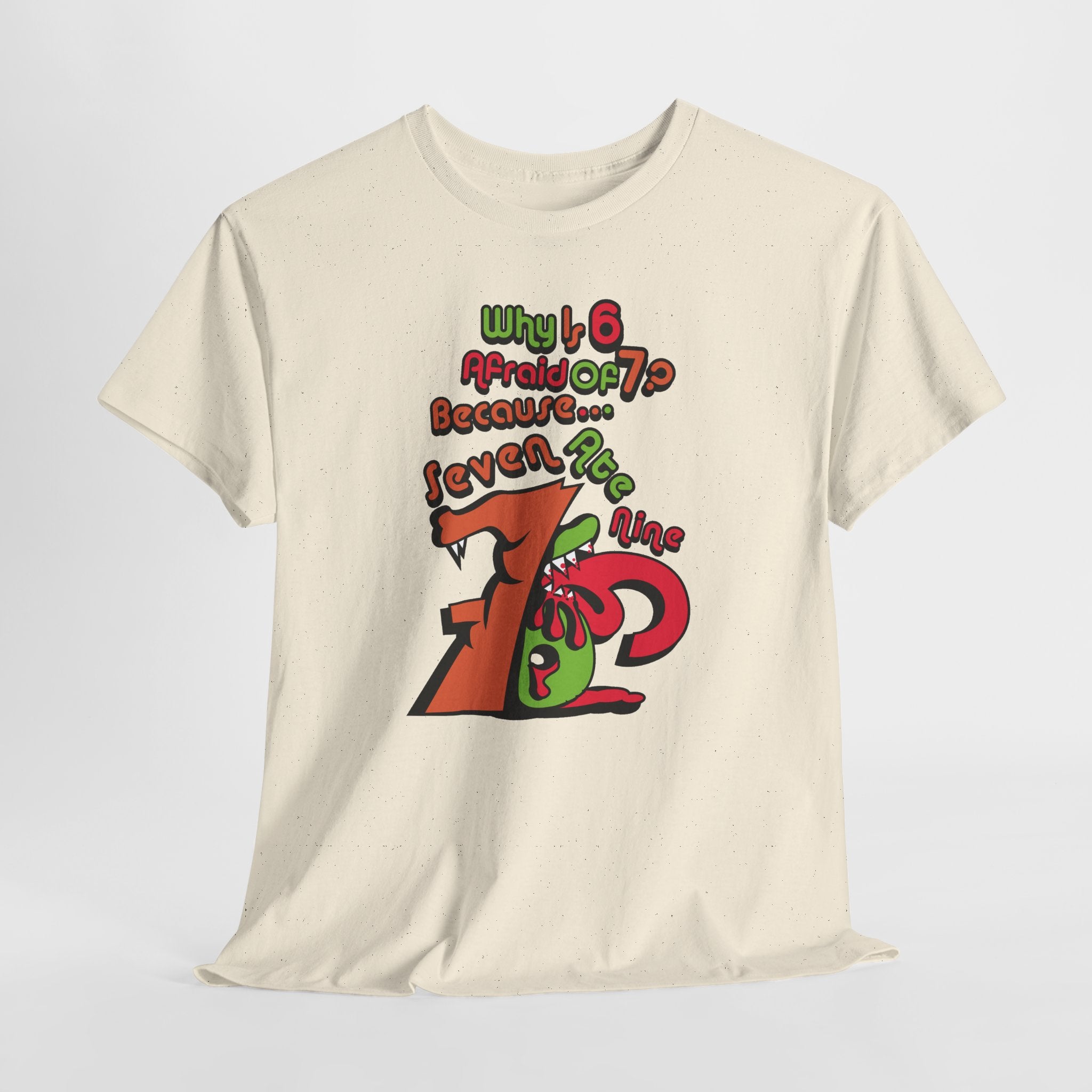 Why is 6 Afraid of 7? "Because 7 Ate 9" Funny Numbers Tee