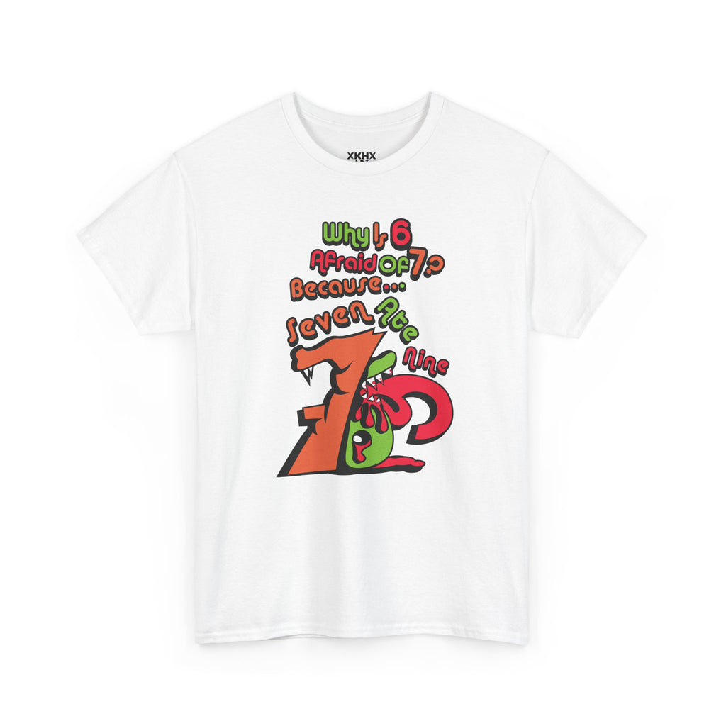 Why is 6 Afraid of 7? "Because 7 Ate 9" Funny Numbers Tee