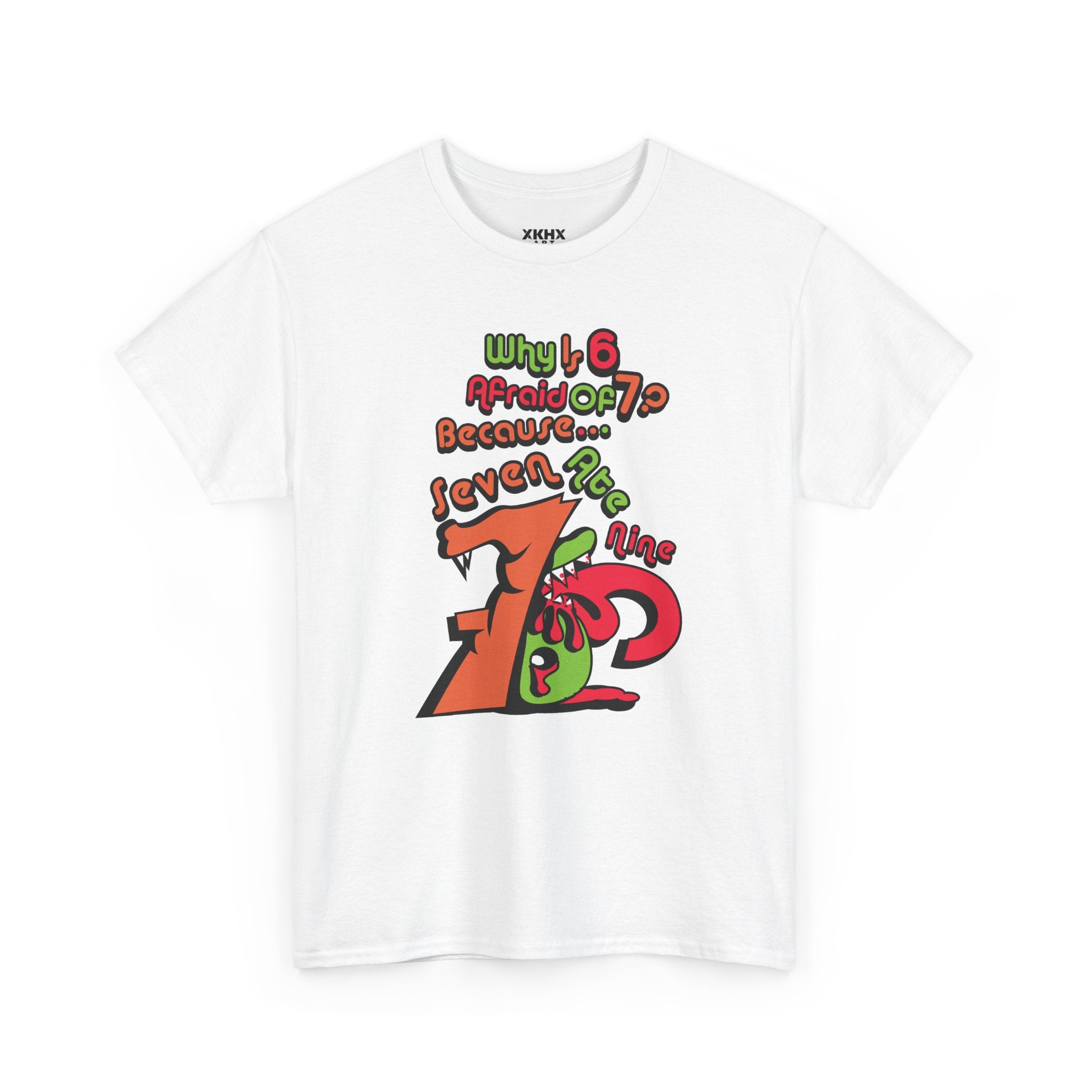 Why is 6 Afraid of 7? "Because 7 Ate 9" Funny Numbers Tee