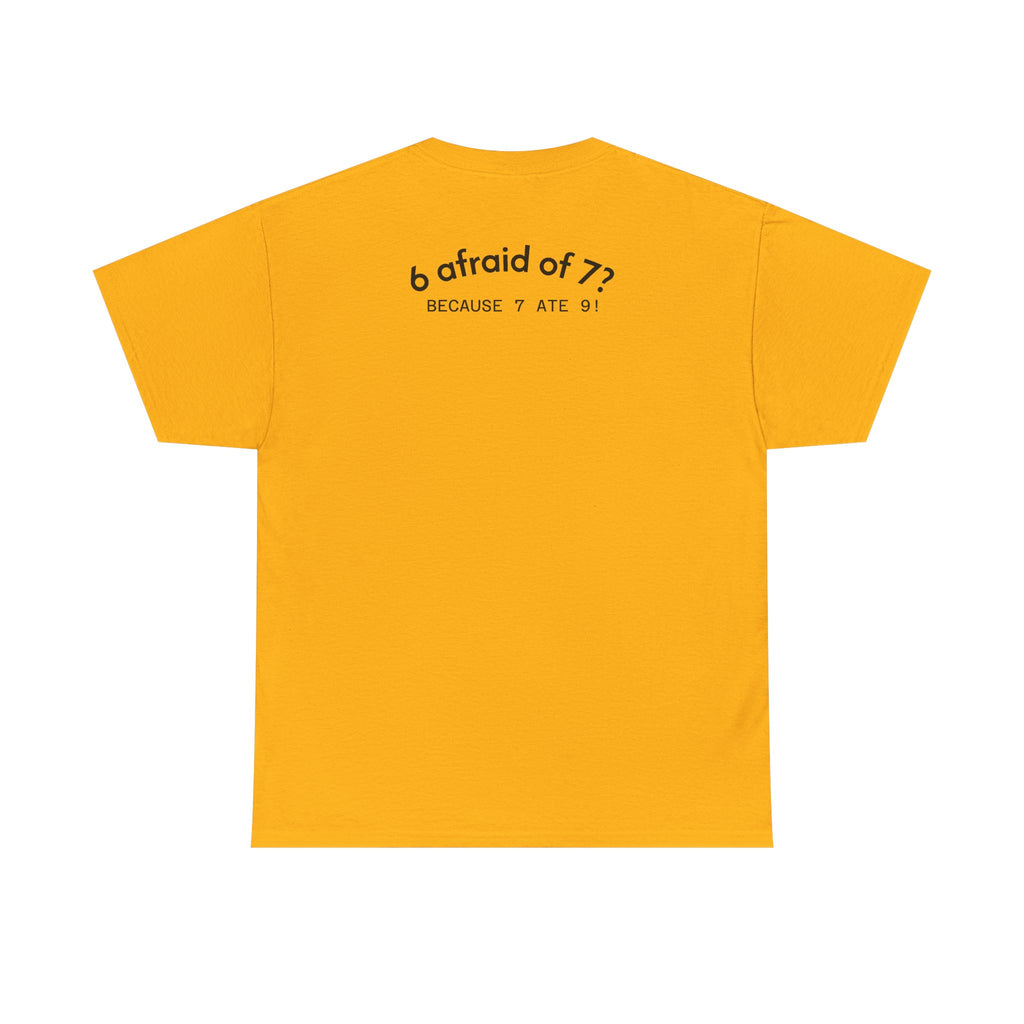 Why is 6 Afraid of 7? "Because 7 Ate 9" Funny Numbers Tee