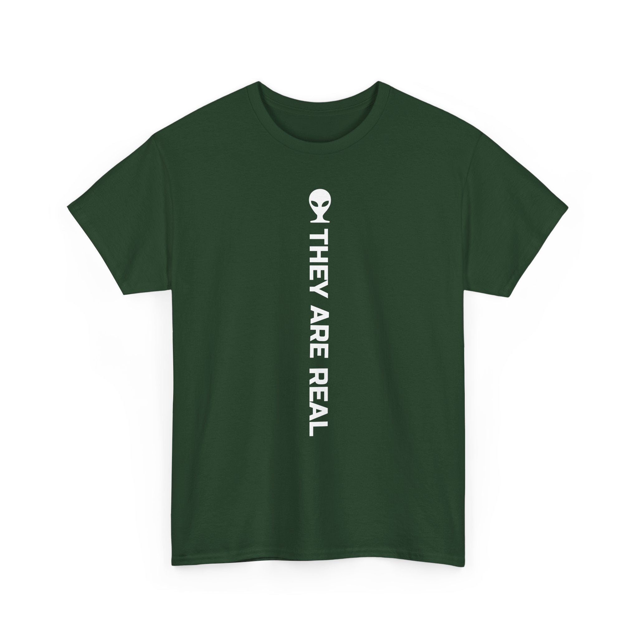 Alien Tee — Minimal "They Are Real" Vertical Graphic T-Shirt dark