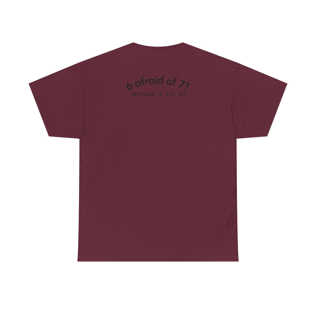 Why is 6 Afraid of 7? "Because 7 Ate 9" Funny Numbers Tee