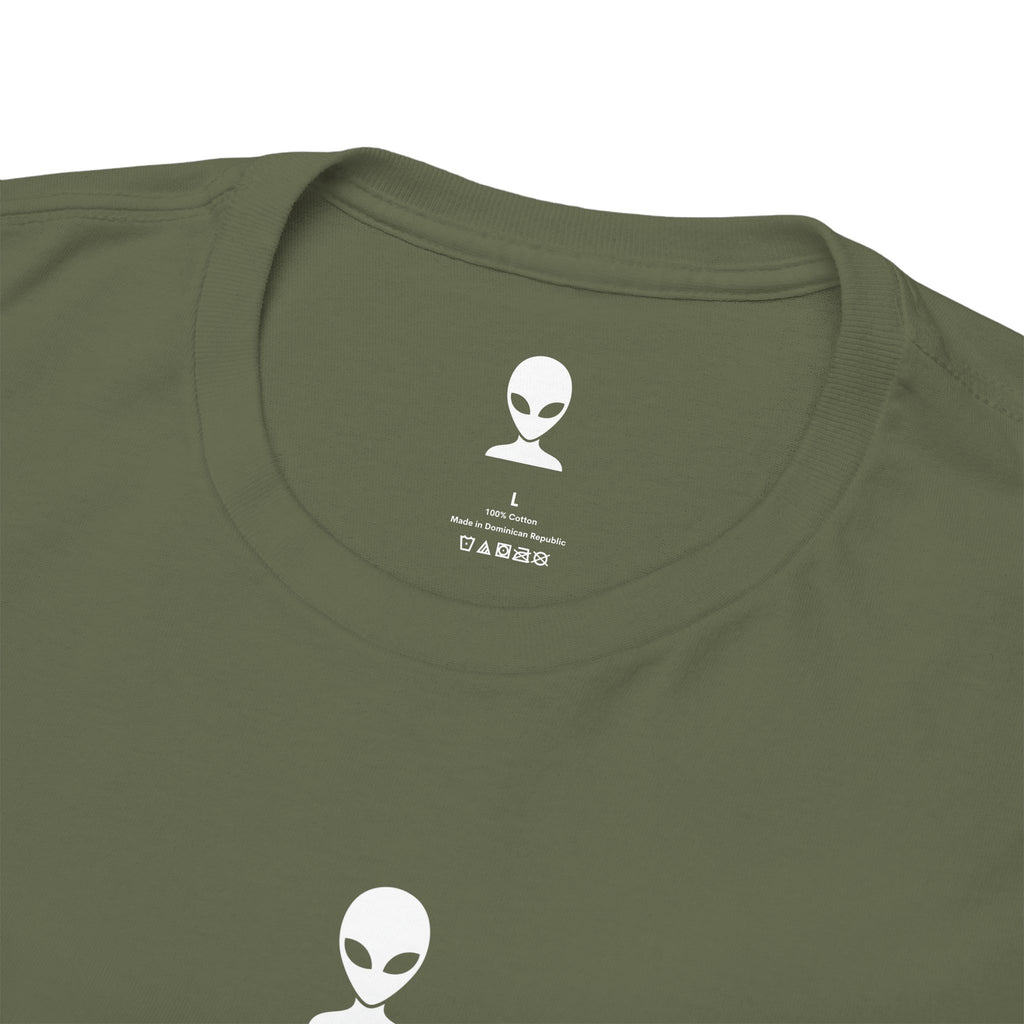 Alien Tee — Minimal "They Are Here" Vertical Graphic T-Shirt dark