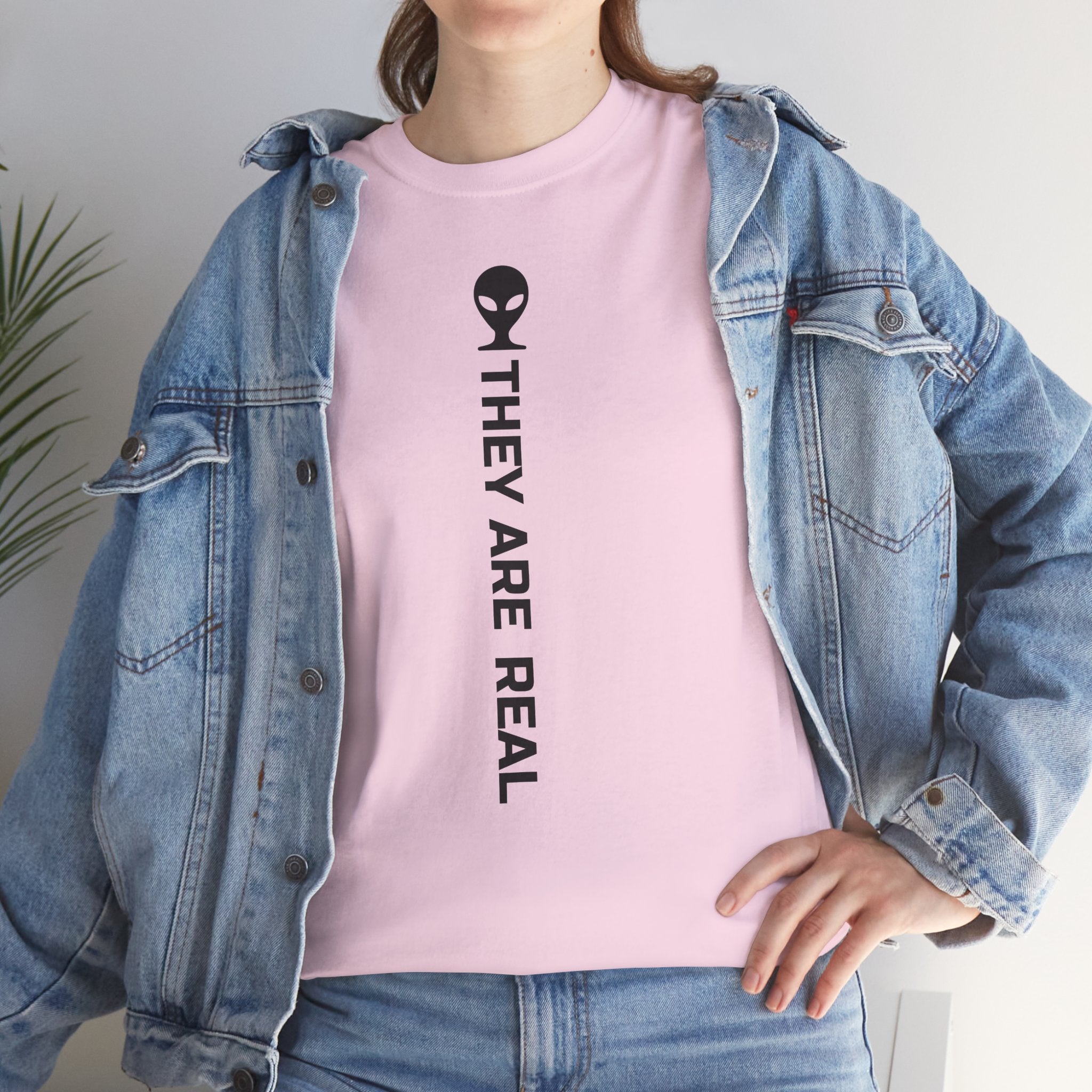 Alien Tee — Minimal "They Are Real" Vertical Graphic T-Shirt
