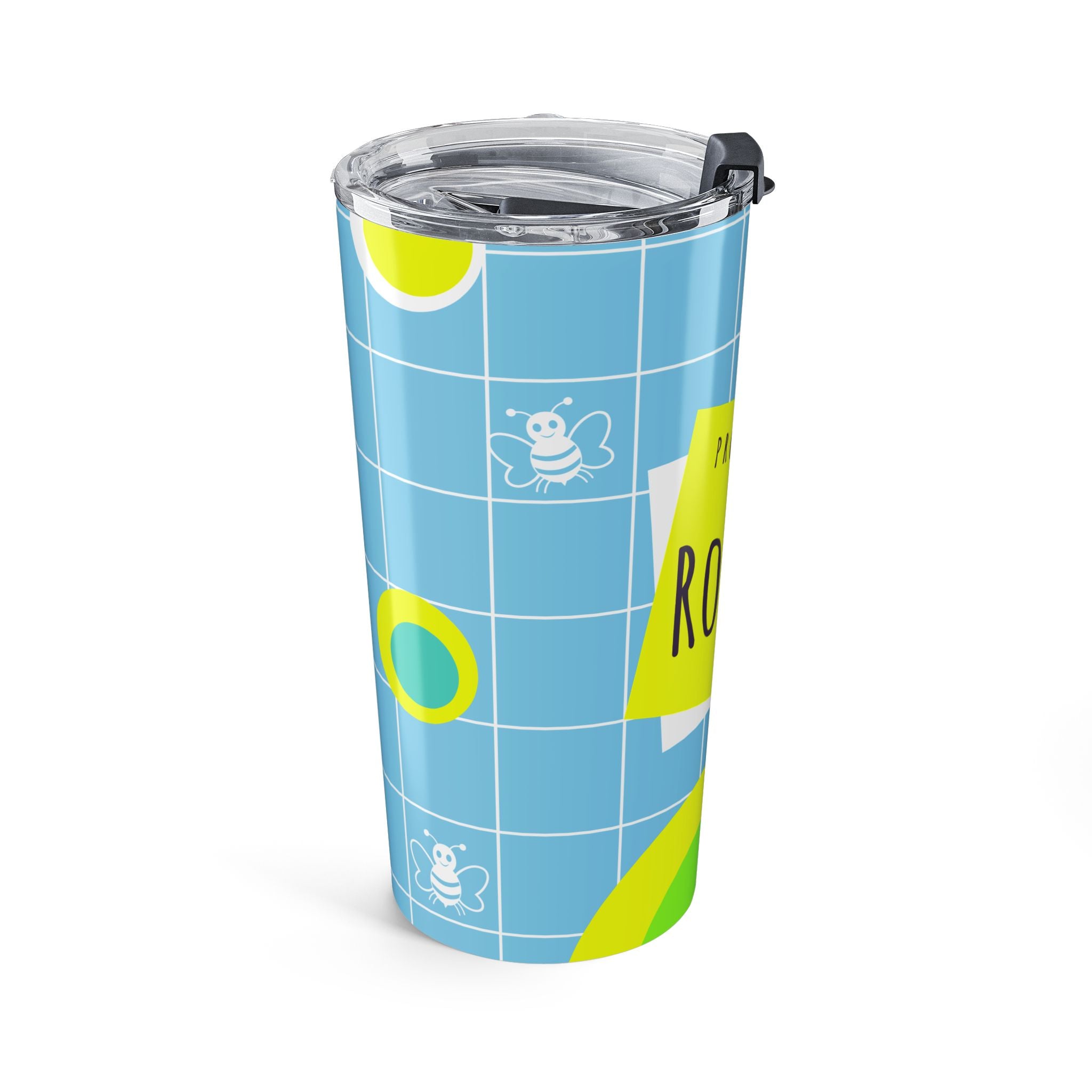 Personalized 'Property of [Name]' 20oz Tumbler — Retro Grid Back-to-School Travel Cup