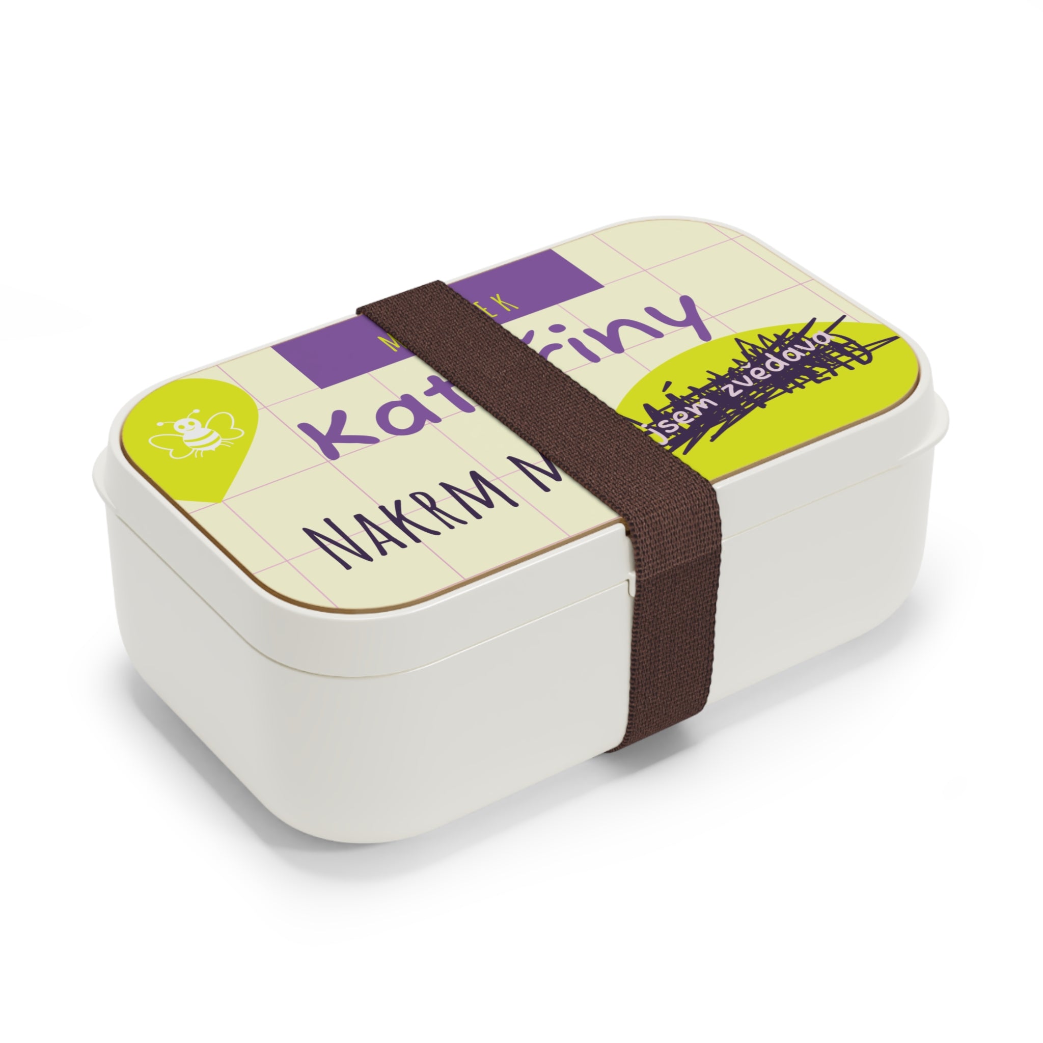 Personalized Bento Lunch Box — "Majetek [Name]" Wooden Design (Czech)
