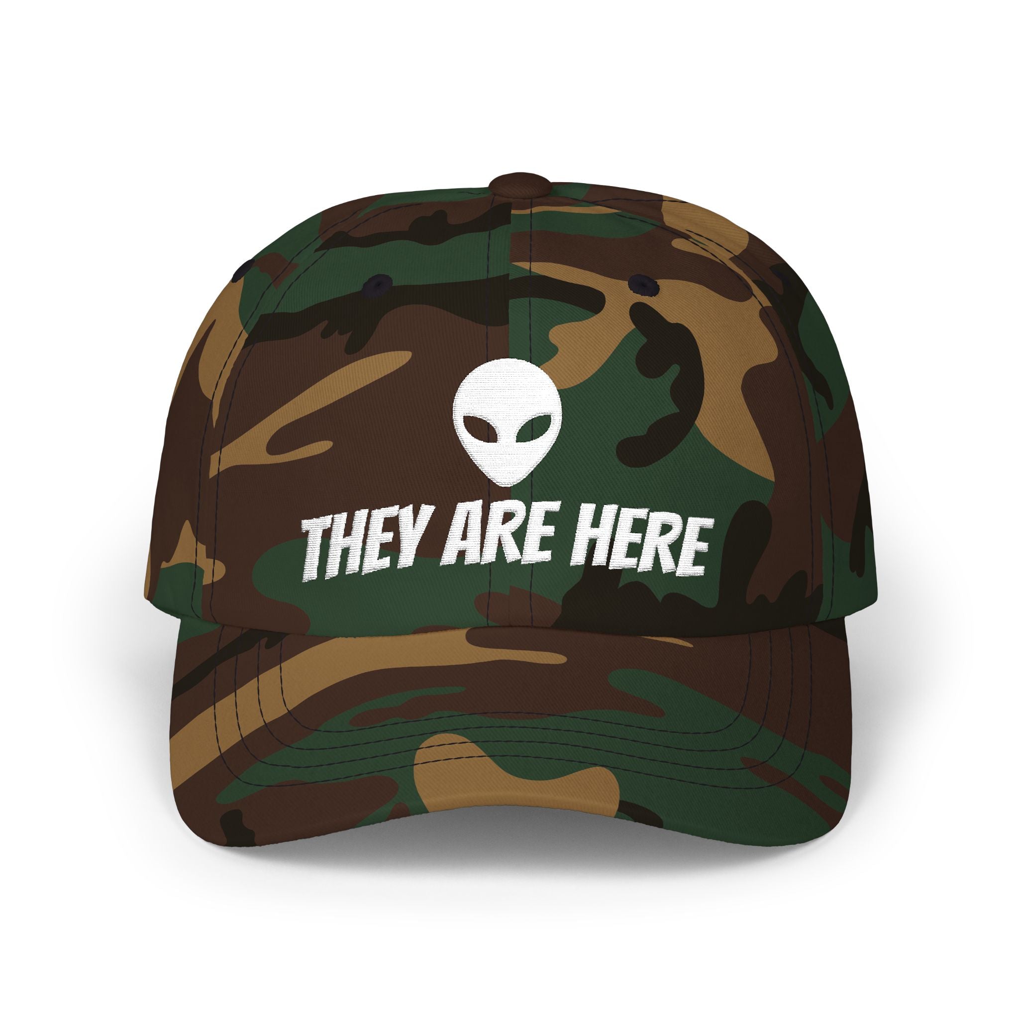 Alien "They Are Here" Dad Cap - Embroidered Baseball Hat dark