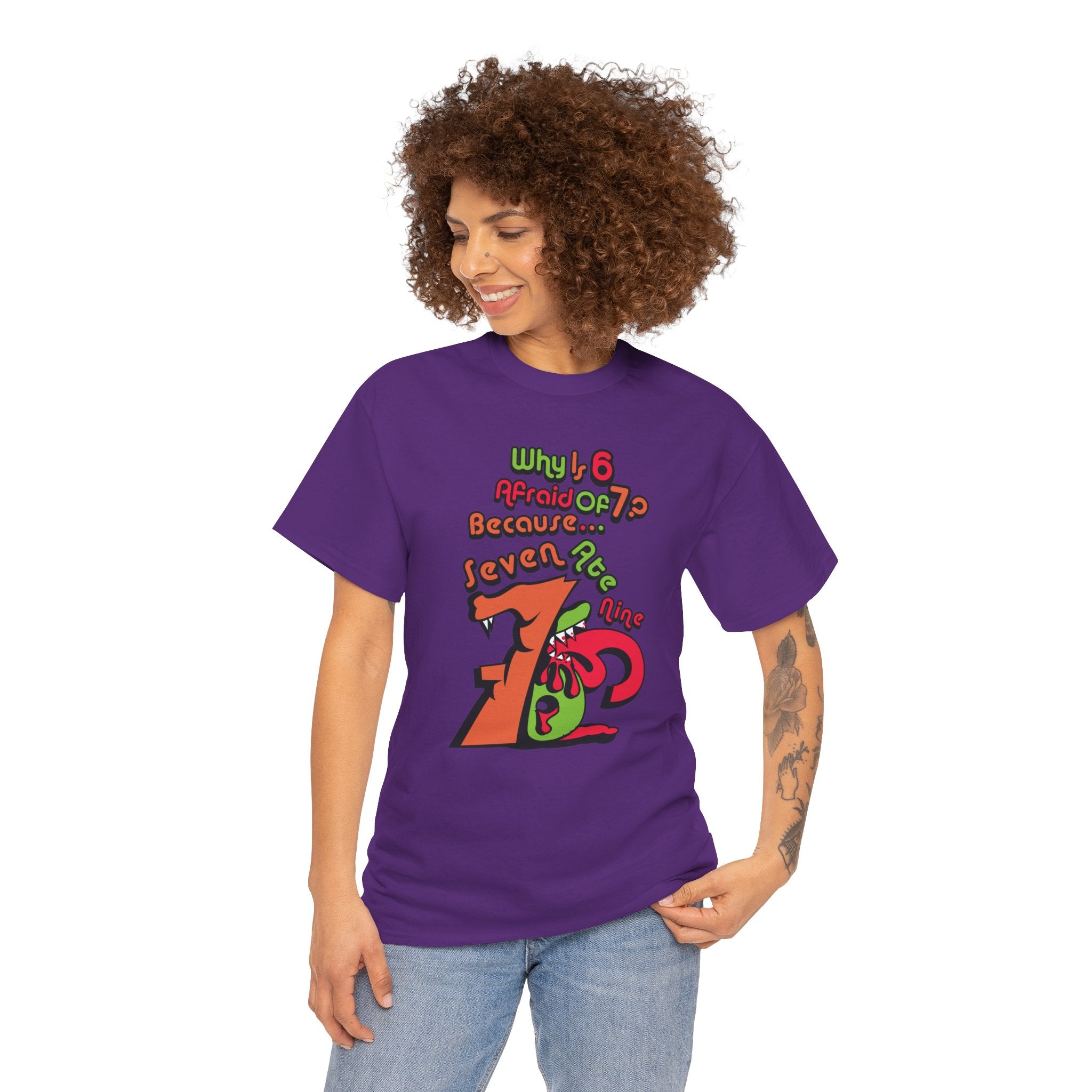 Why is 6 Afraid of 7? "Because 7 Ate 9" Funny Numbers Tee