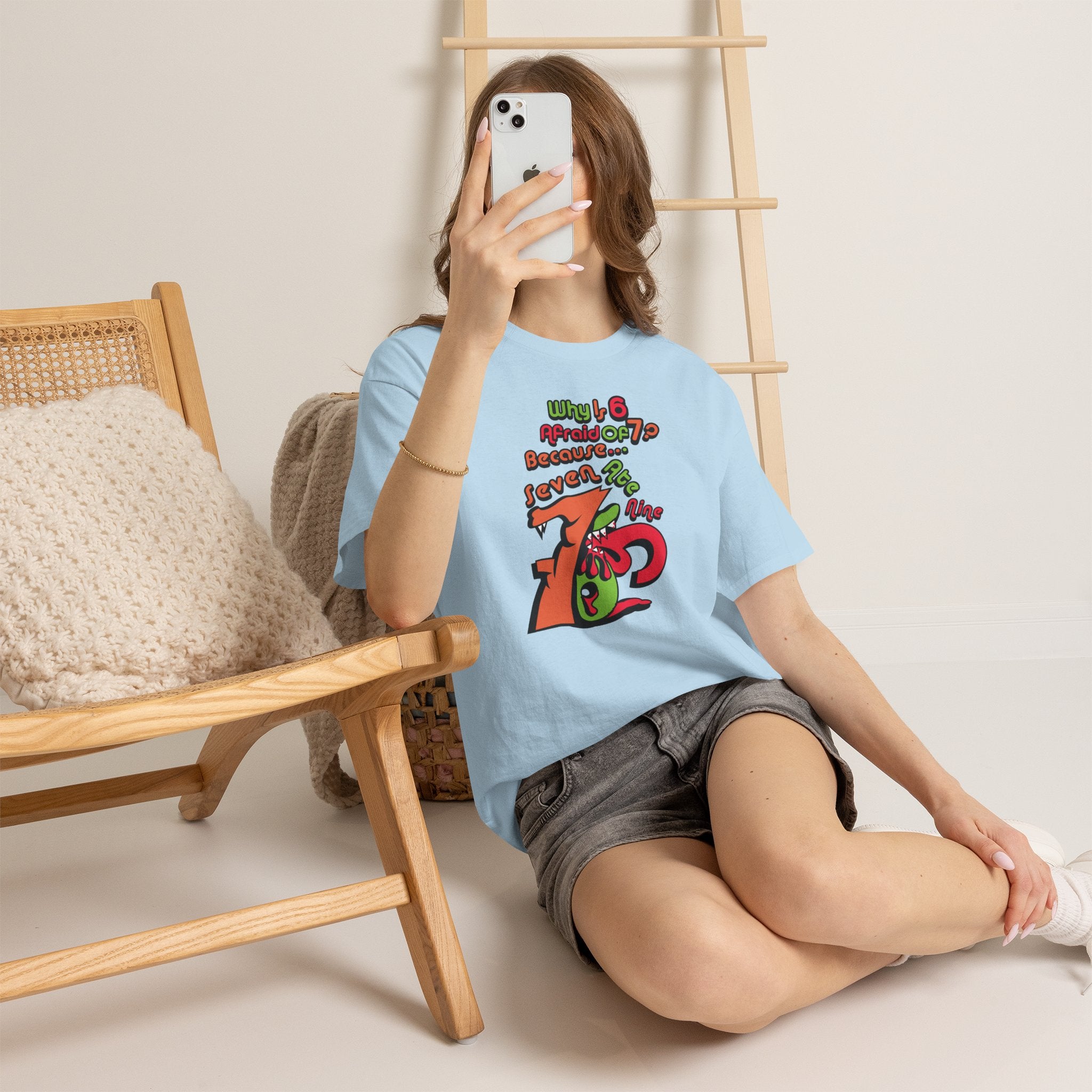 Why is 6 Afraid of 7? "Because 7 Ate 9" Funny Numbers Tee
