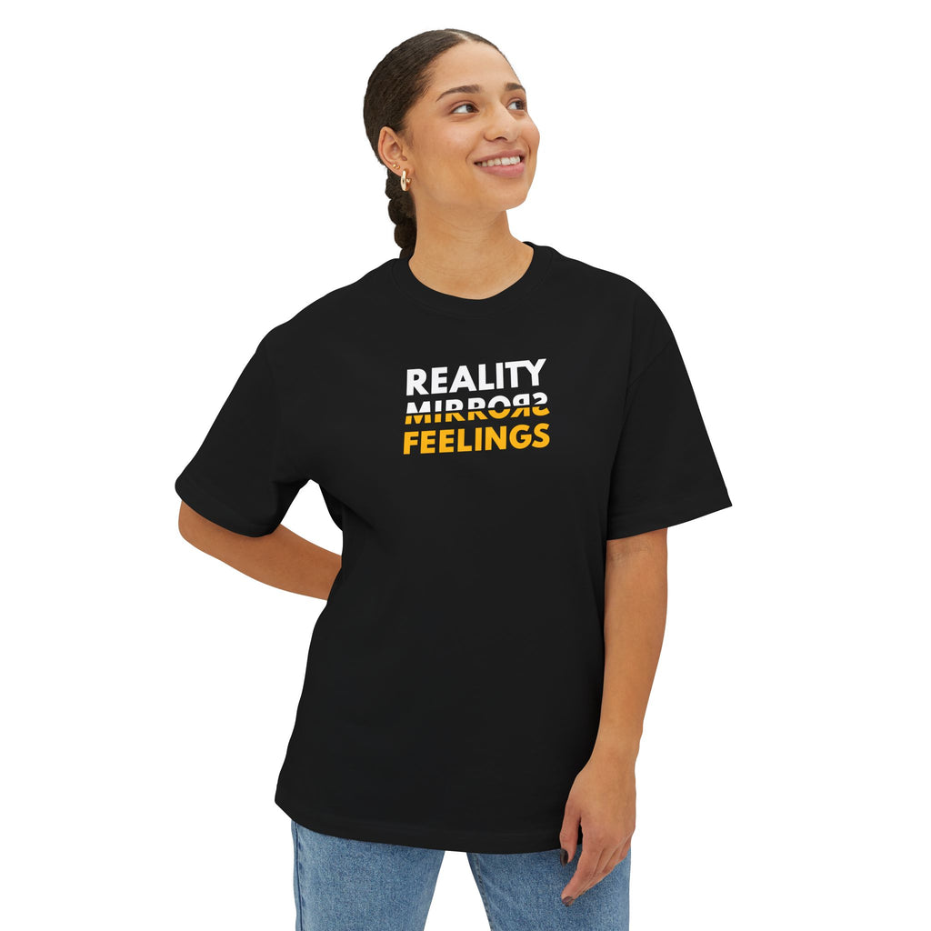 Reality Dark Tee — Reality Mirrors Feelings Minimalist Motivational Graphic T-Shirt
