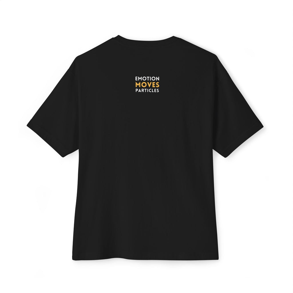 Emotion Moves Particles Dark Tee — Minimalist Motivational Graphic T-Shirt