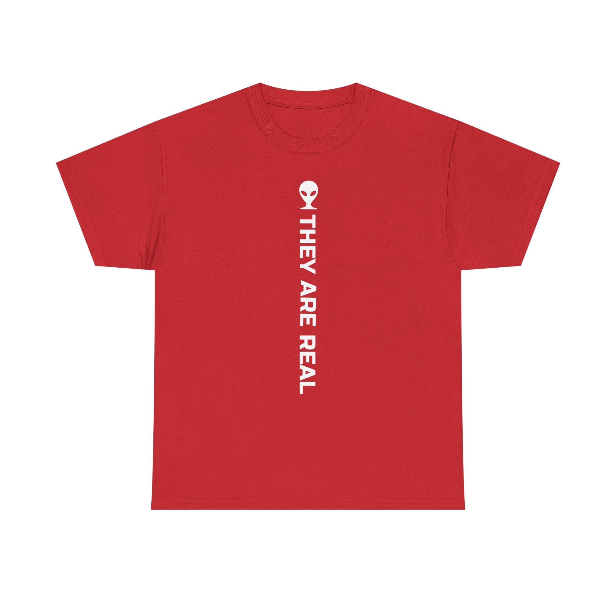 Alien Tee — Minimal "They Are Real" Vertical Graphic T-Shirt dark