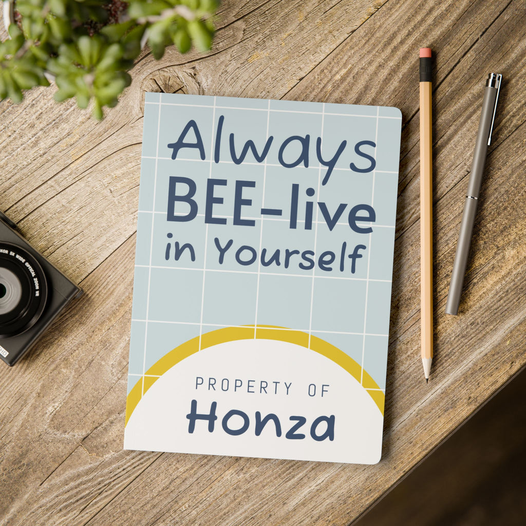 Personalized "Property of [Name]" Bee-lieve In Yourself Softcover Journal — Inspirational Notebook