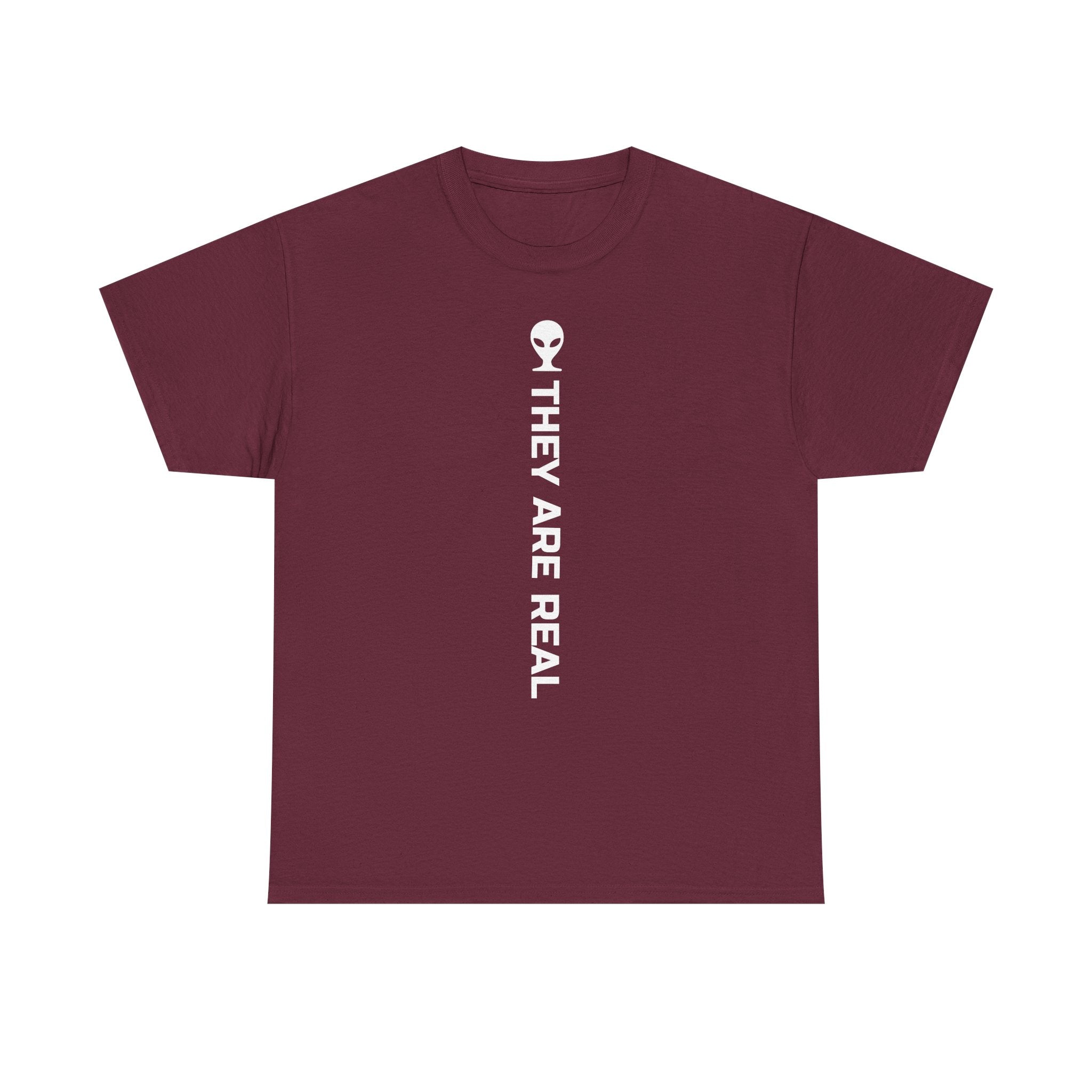 Alien Tee — Minimal "They Are Real" Vertical Graphic T-Shirt dark
