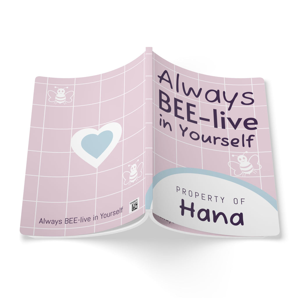 Personalized "Property of [Name]" Bee-lieve In Yourself Softcover Journal — Inspirational Notebook