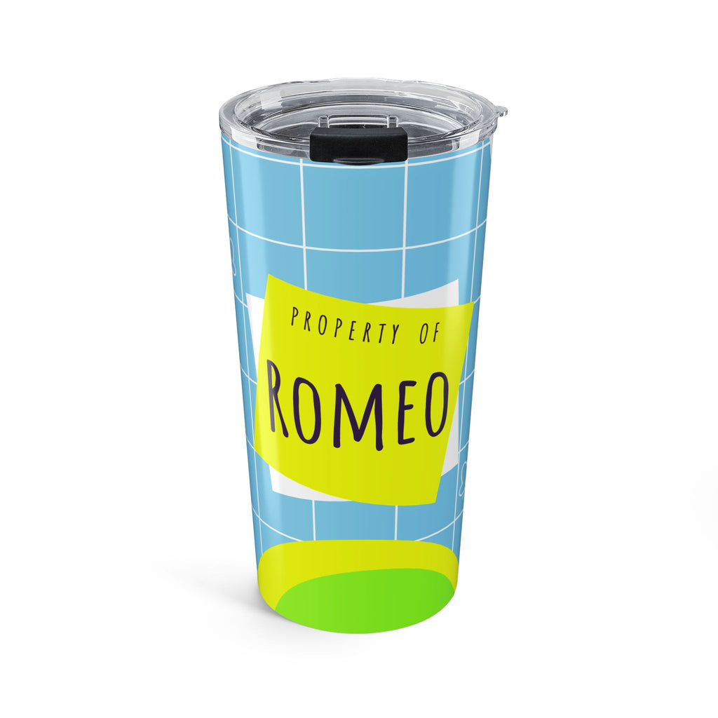 Personalized 'Property of [Name]' 20oz Tumbler — Retro Grid Back-to-School Travel Cup