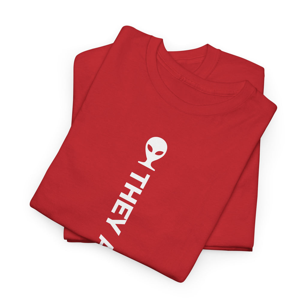Alien Tee — Minimal "They Are Real" Vertical Graphic T-Shirt dark