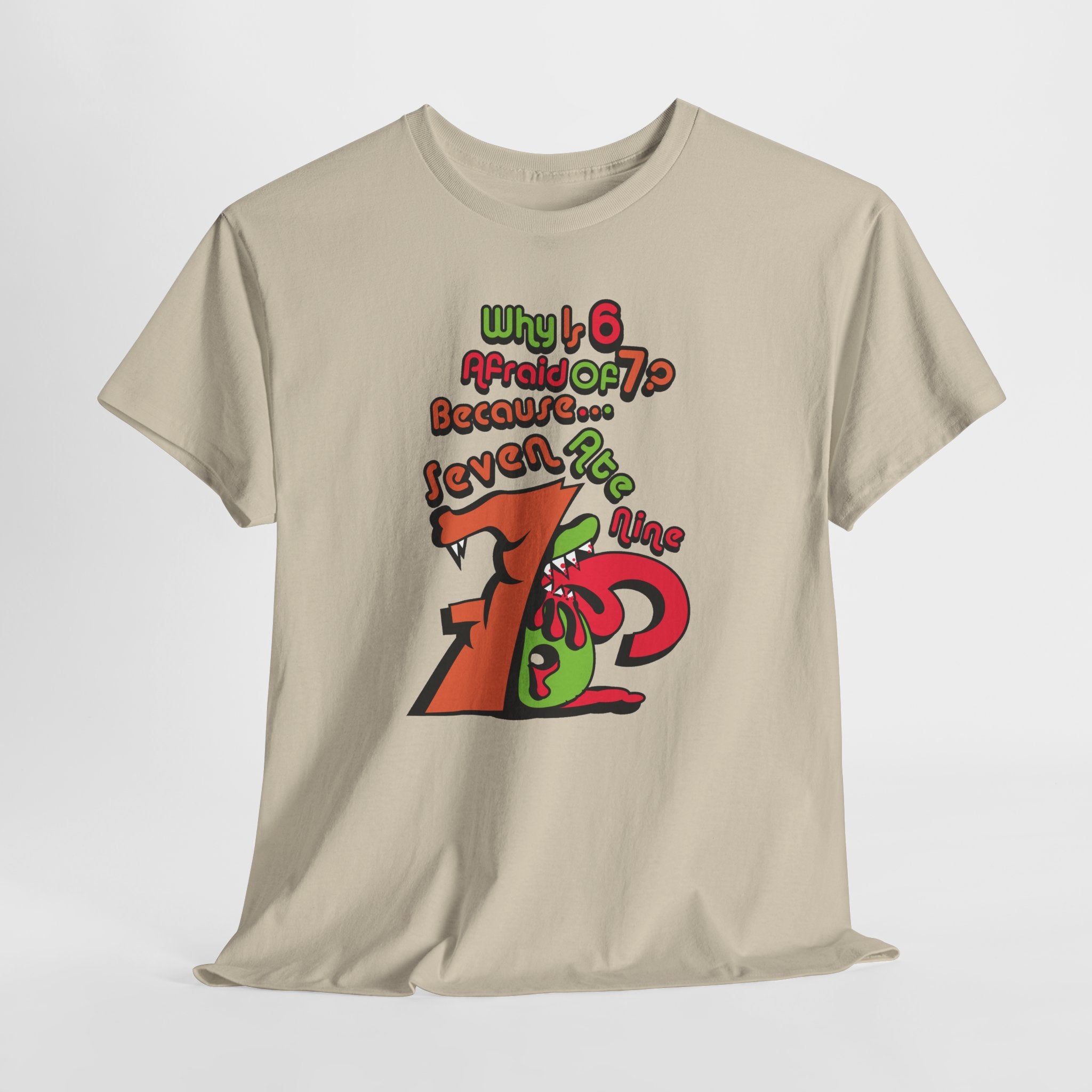 Why is 6 Afraid of 7? "Because 7 Ate 9" Funny Numbers Tee