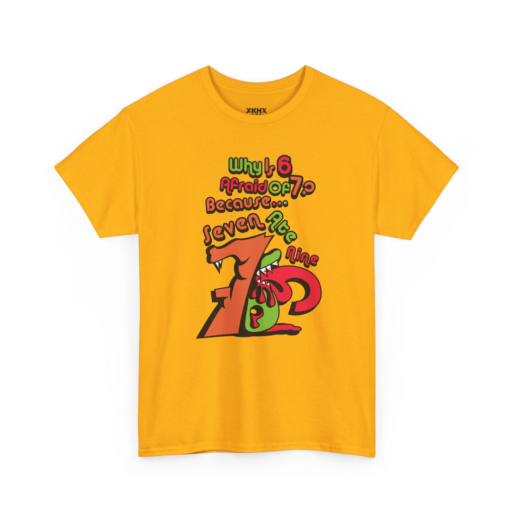 Why is 6 Afraid of 7? "Because 7 Ate 9" Funny Numbers Tee