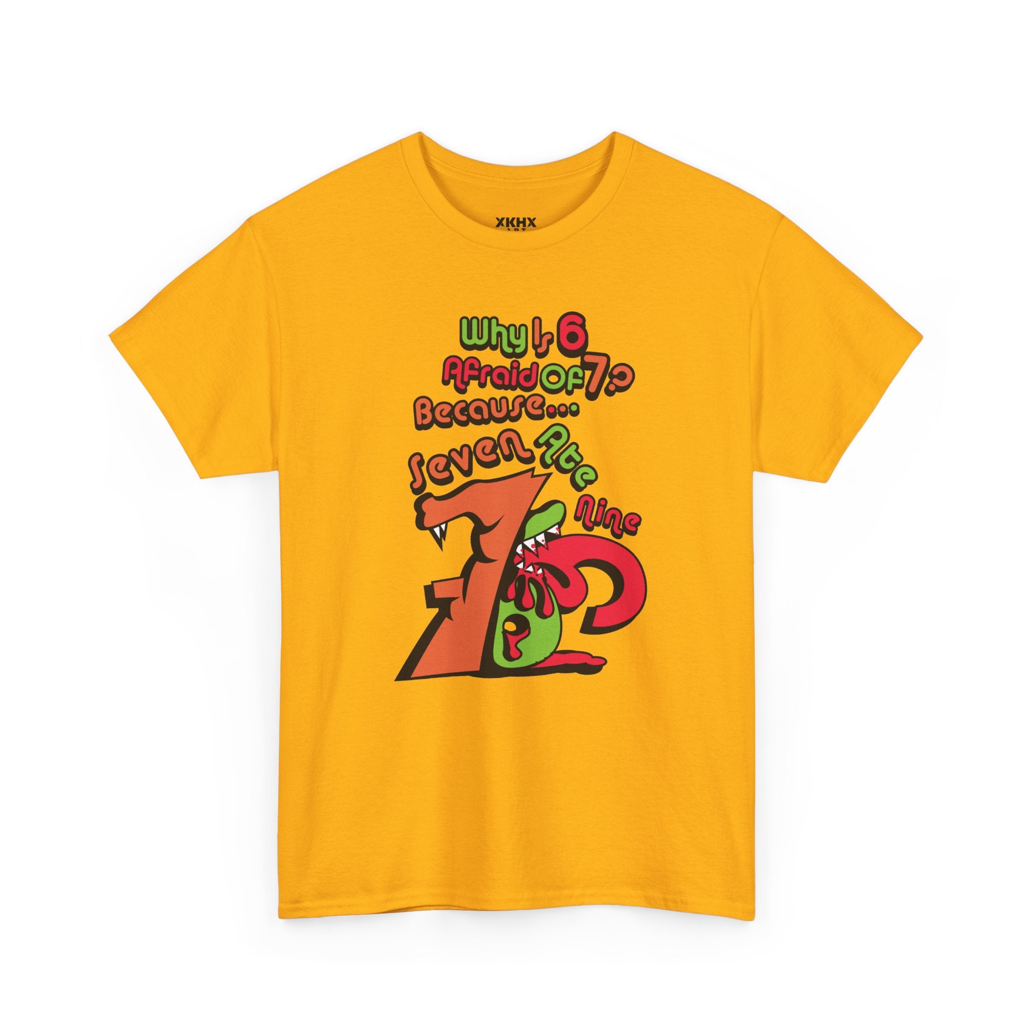 Why is 6 Afraid of 7? "Because 7 Ate 9" Funny Numbers Tee