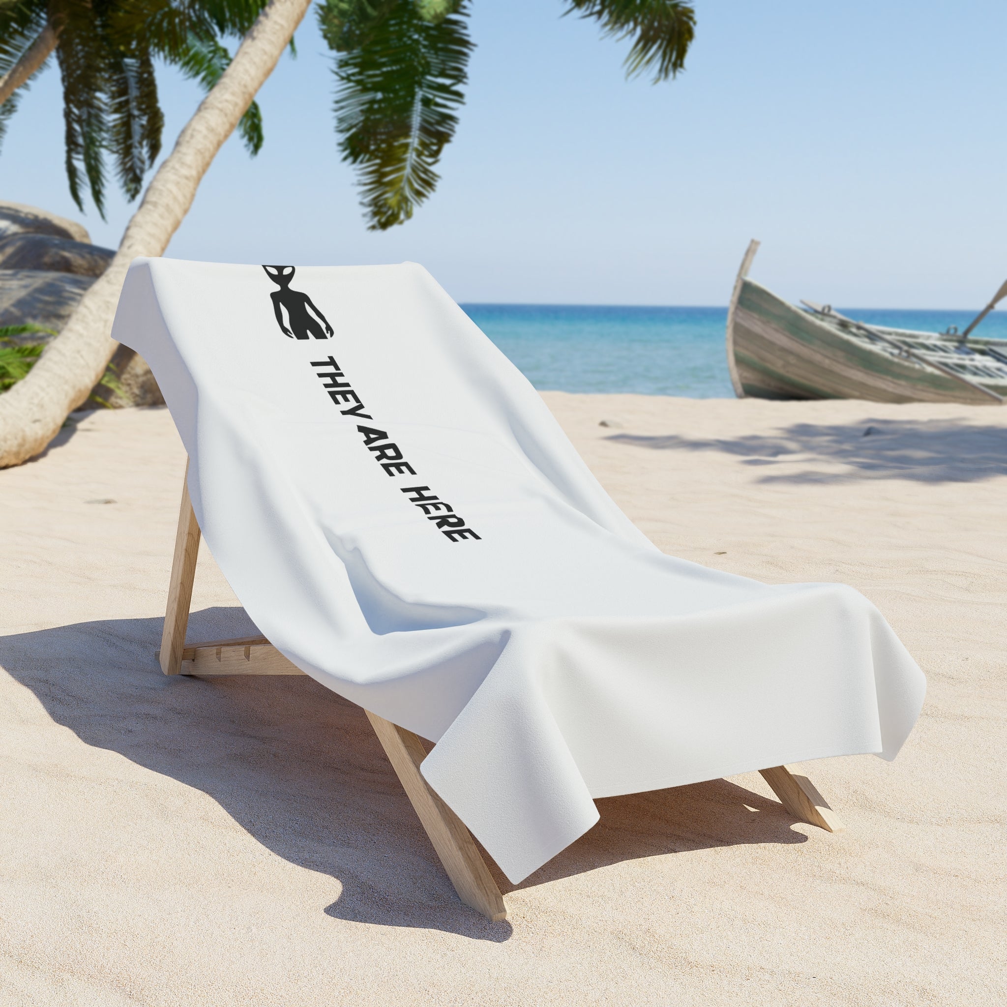 Alien Beach Towel — "They Are Here" Minimalist Beach Towel