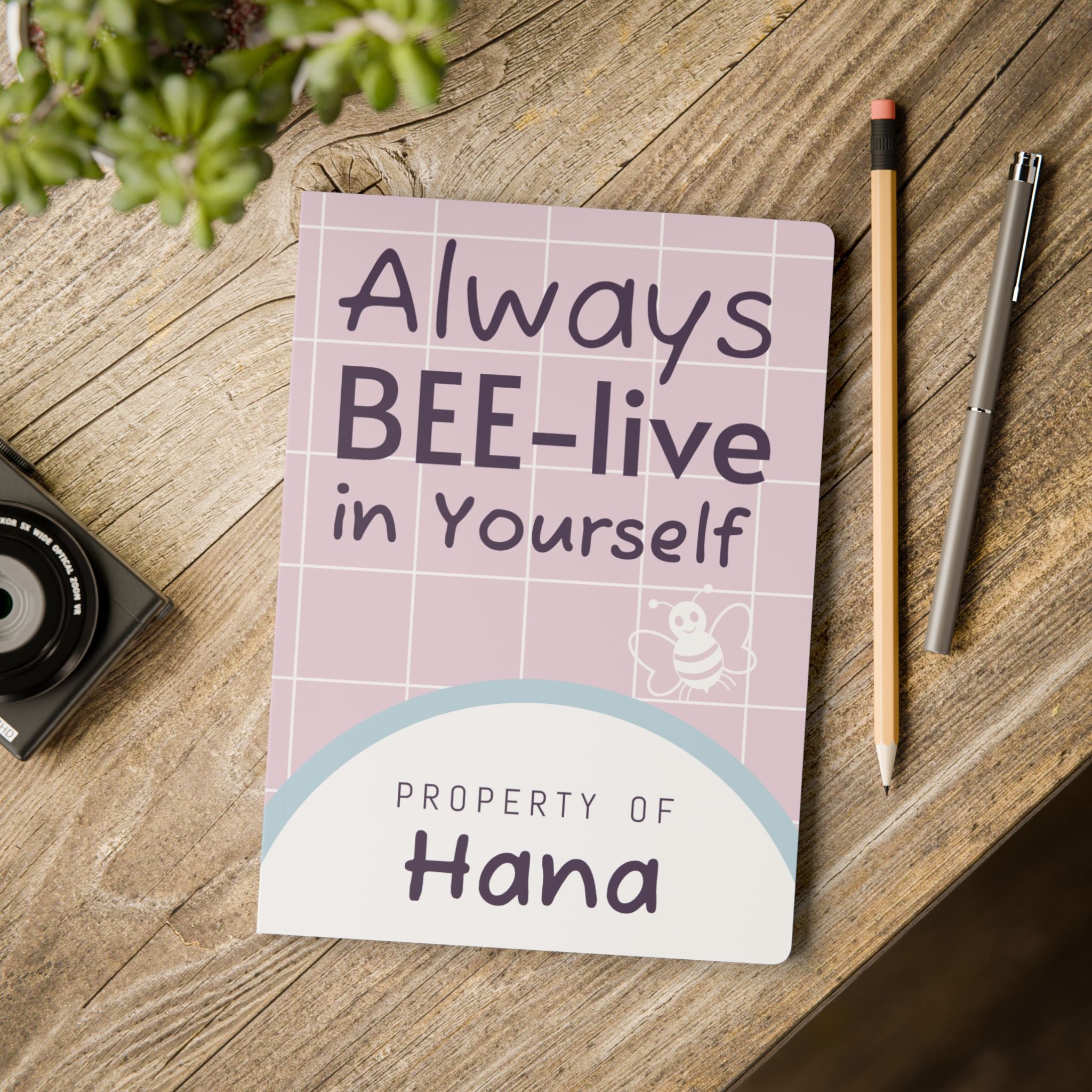 Personalized "Property of [Name]" Bee-lieve In Yourself Softcover Journal — Inspirational Notebook