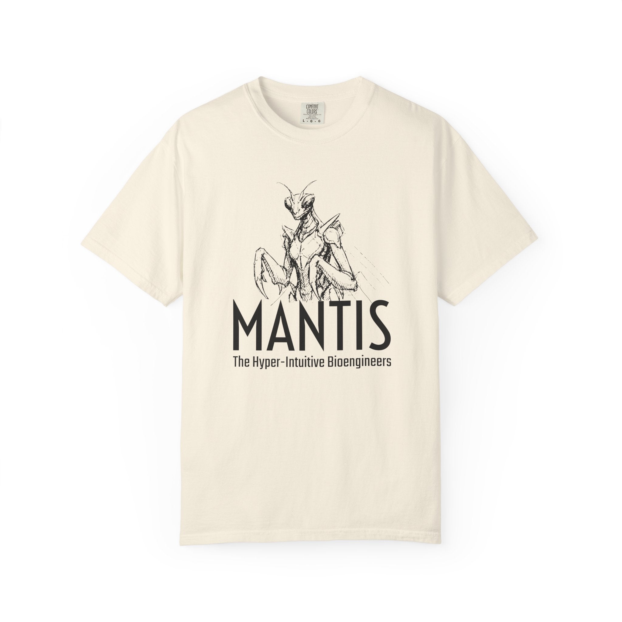 Alien Mantis Graphic T-Shirt — "The Hyper-Intuitive Bioengineers" Illustrated Tee