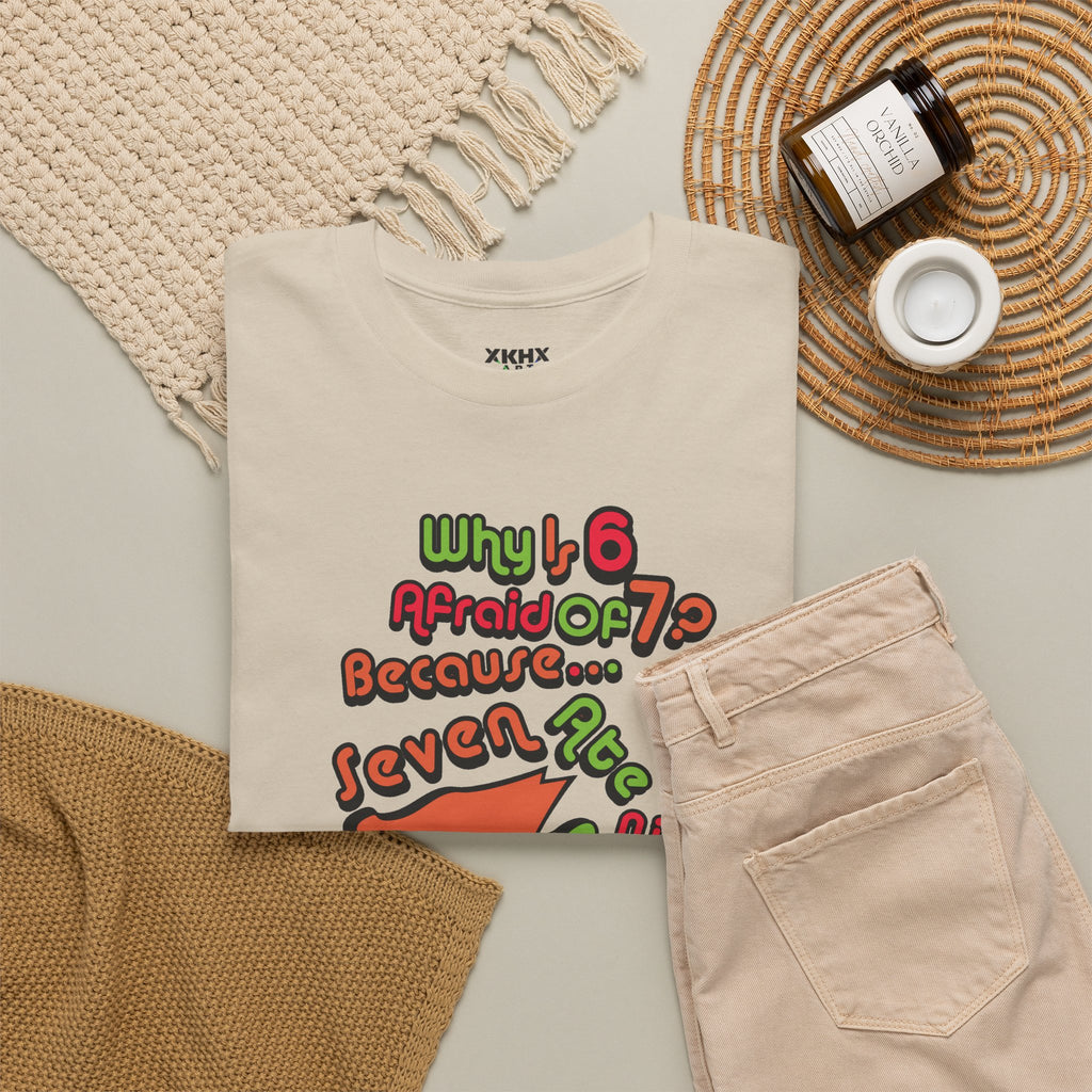 Why is 6 Afraid of 7? "Because 7 Ate 9" Funny Numbers Tee