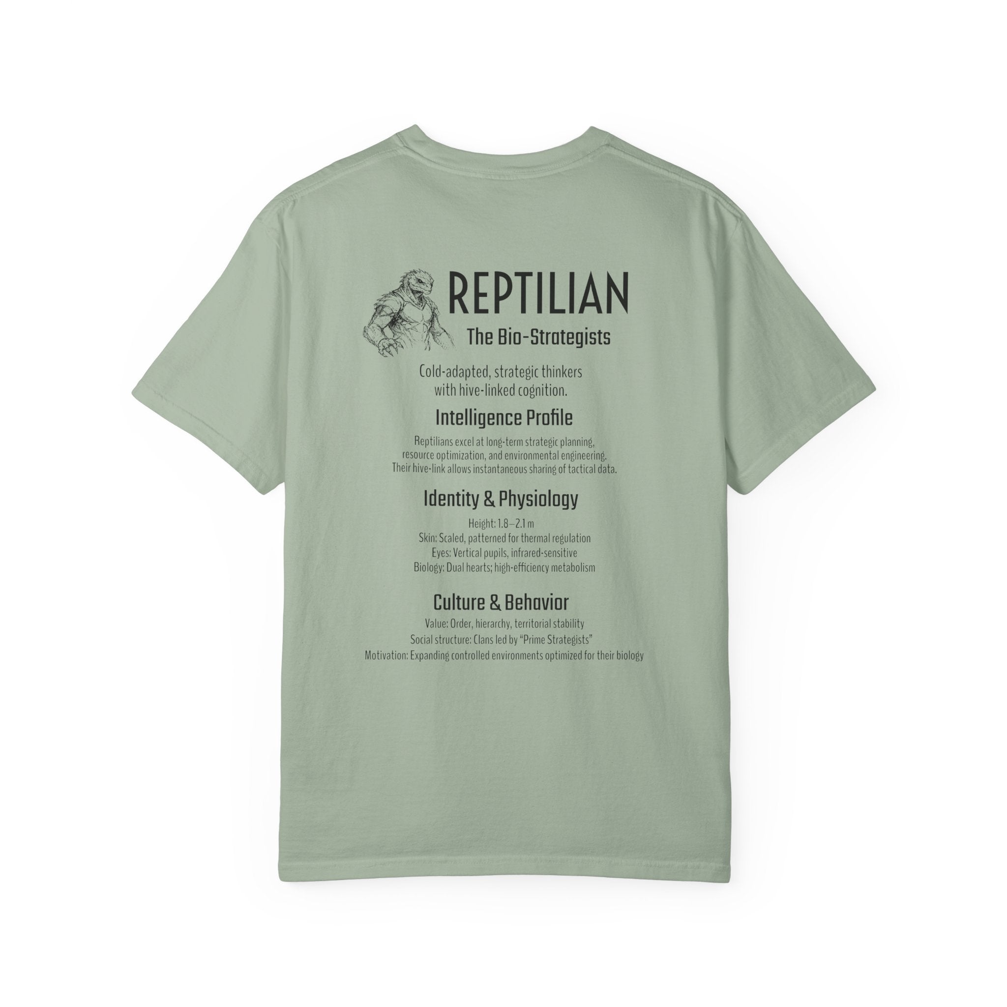Alien Reptilian Graphic T-Shirt — "The Bio-Strategists" Illustrated Tee