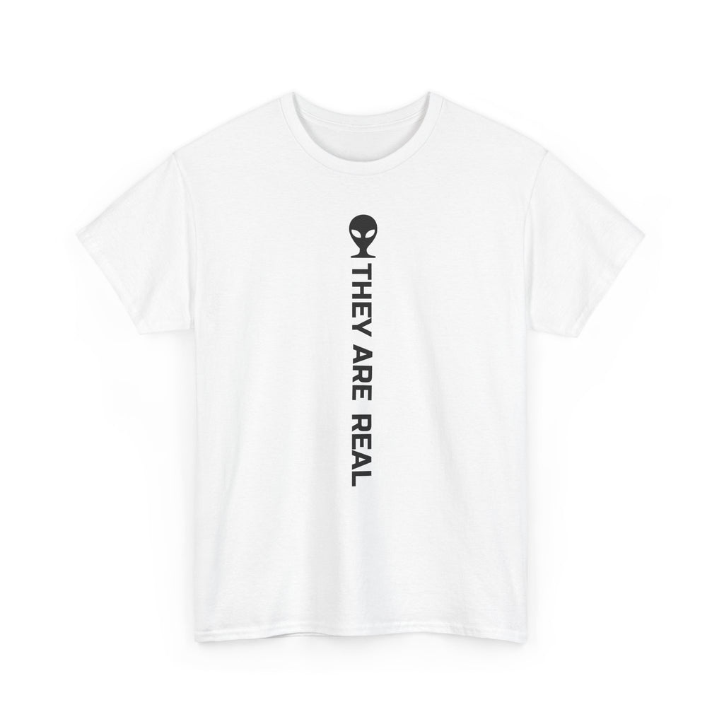 Alien Tee — Minimal "They Are Real" Vertical Graphic T-Shirt