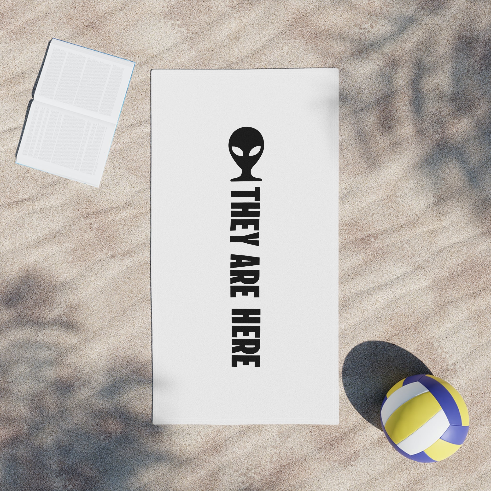 Alien Beach Towel — "They Are Here" Graphic Beach Towel
