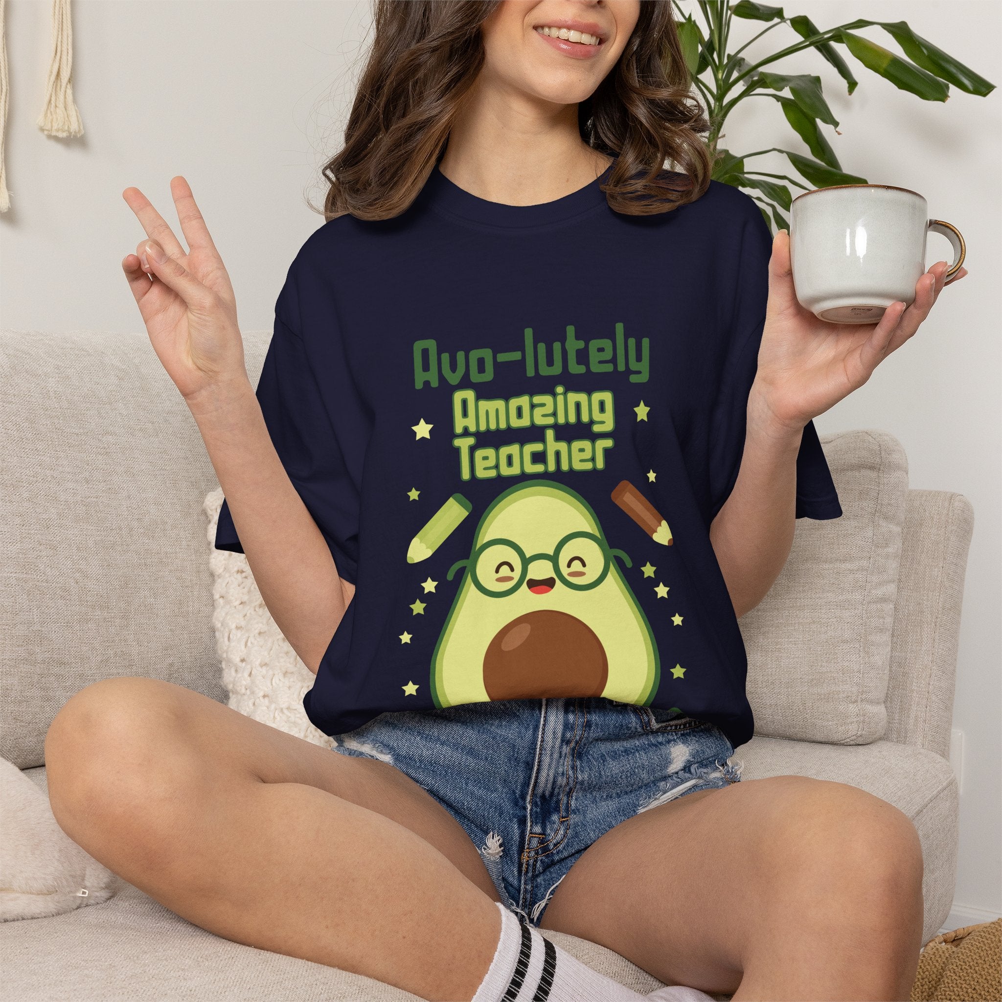 Personalizable "Avo-lutely Amazing Teacher" T-Shirt — Cute Avocado [XX] Grade Teacher Tee