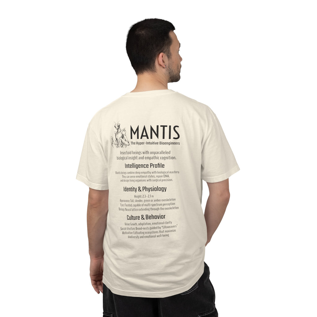 Alien Mantis Graphic T-Shirt — "The Hyper-Intuitive Bioengineers" Illustrated Tee