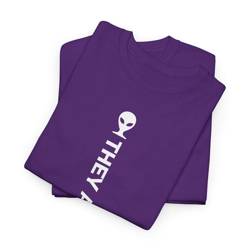 Alien Tee — Minimal "They Are Real" Vertical Graphic T-Shirt dark