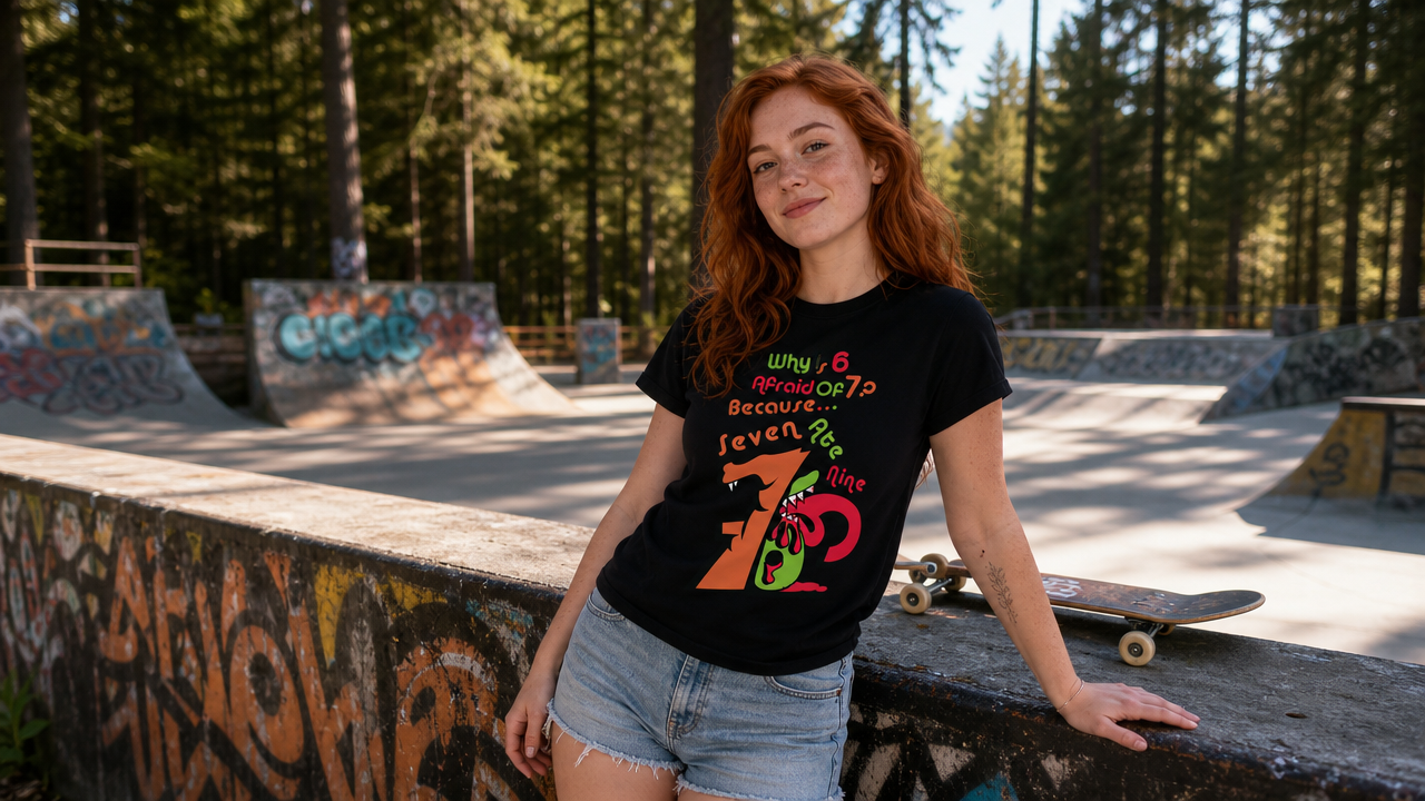 Why is 6 Afraid of 7? "Because 7 Ate 9" Funny Numbers Tee