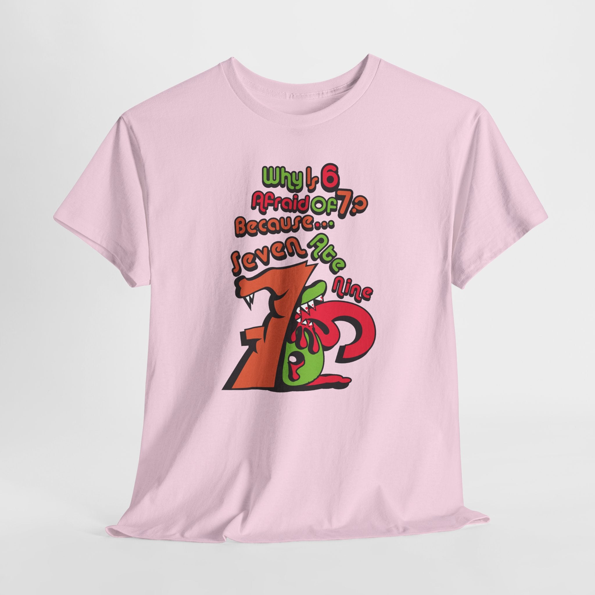 Why is 6 Afraid of 7? "Because 7 Ate 9" Funny Numbers Tee