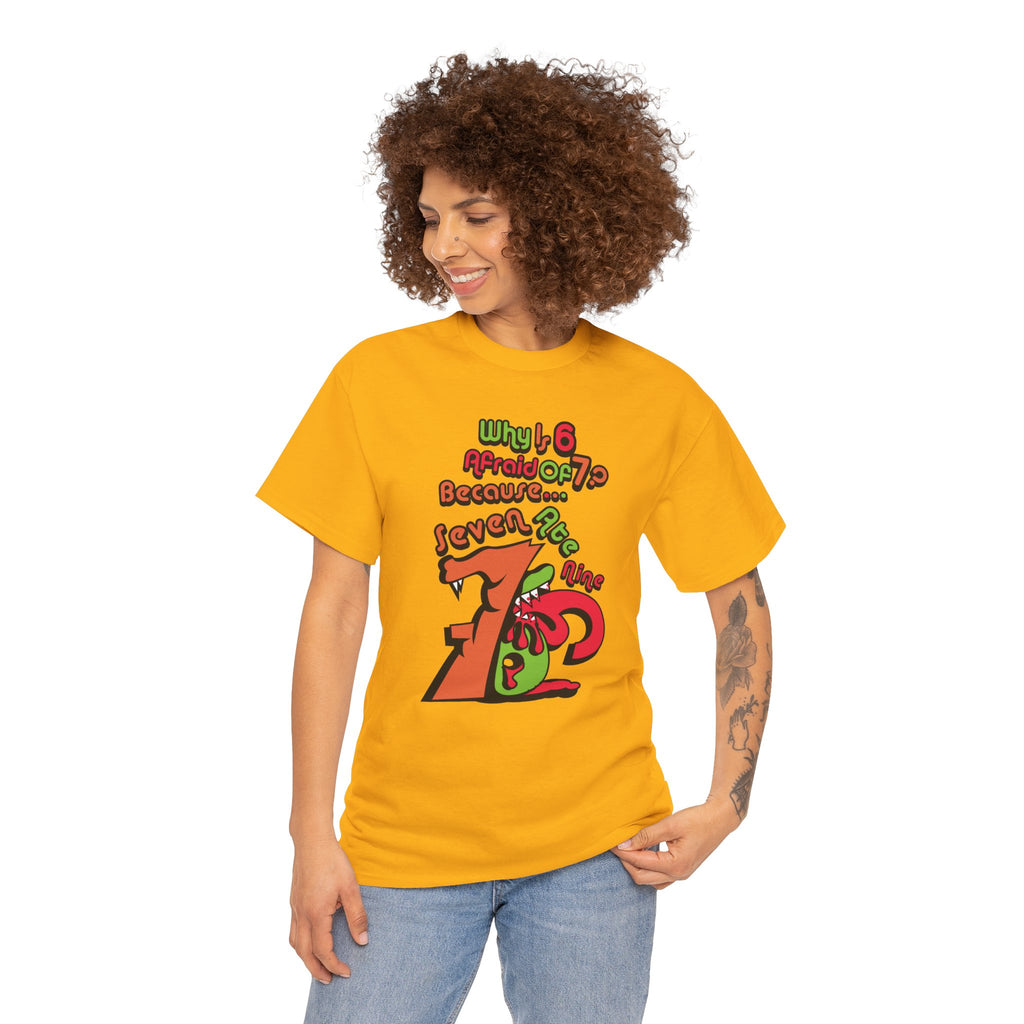 Why is 6 Afraid of 7? "Because 7 Ate 9" Funny Numbers Tee