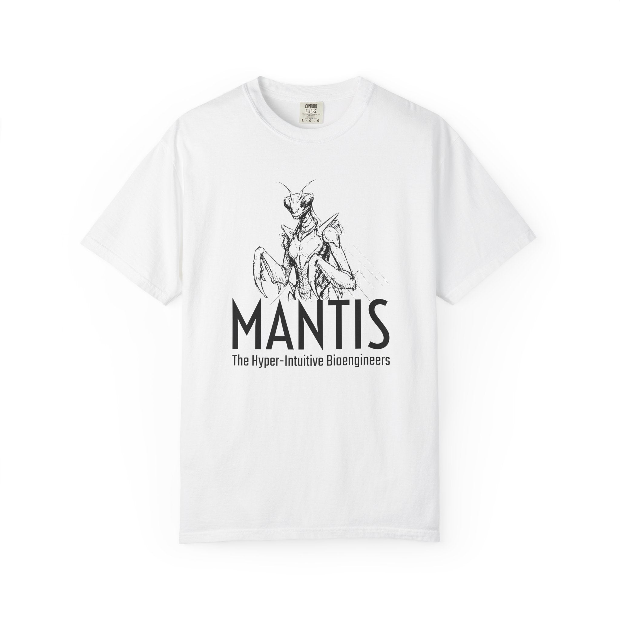 Alien Mantis Graphic T-Shirt — "The Hyper-Intuitive Bioengineers" Illustrated Tee