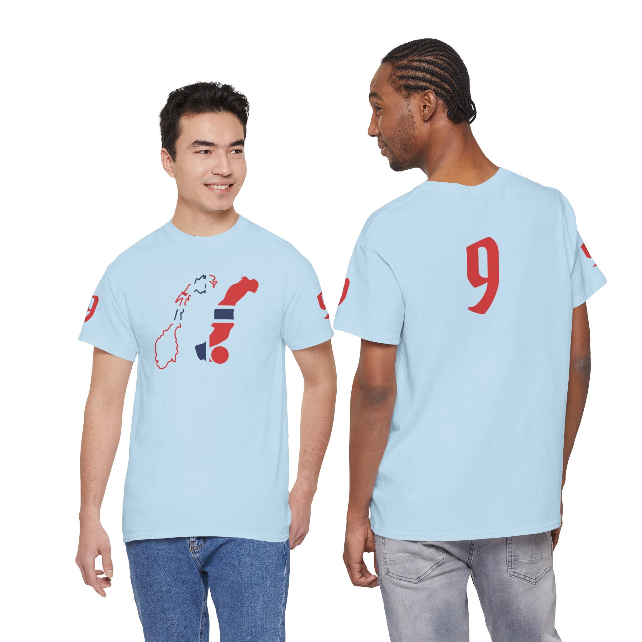 Haaland Norway Map Flag T‑Shirt — Scandinavian Pride Tee with Number 9