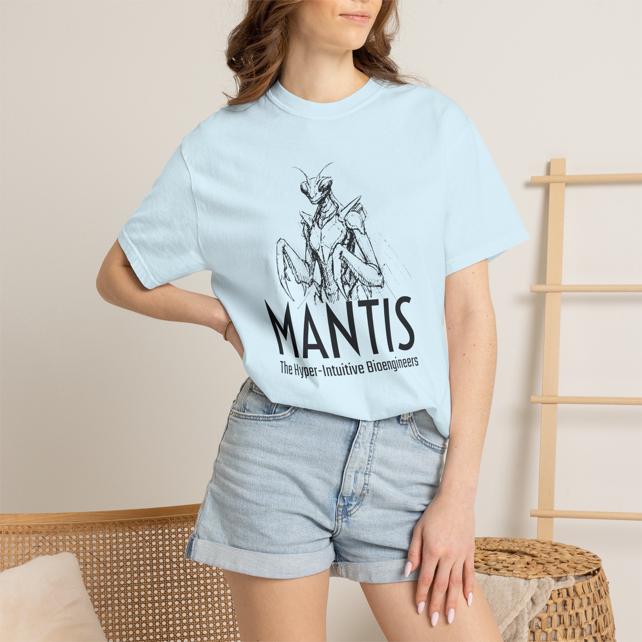 Alien Mantis Graphic T-Shirt — "The Hyper-Intuitive Bioengineers" Illustrated Tee